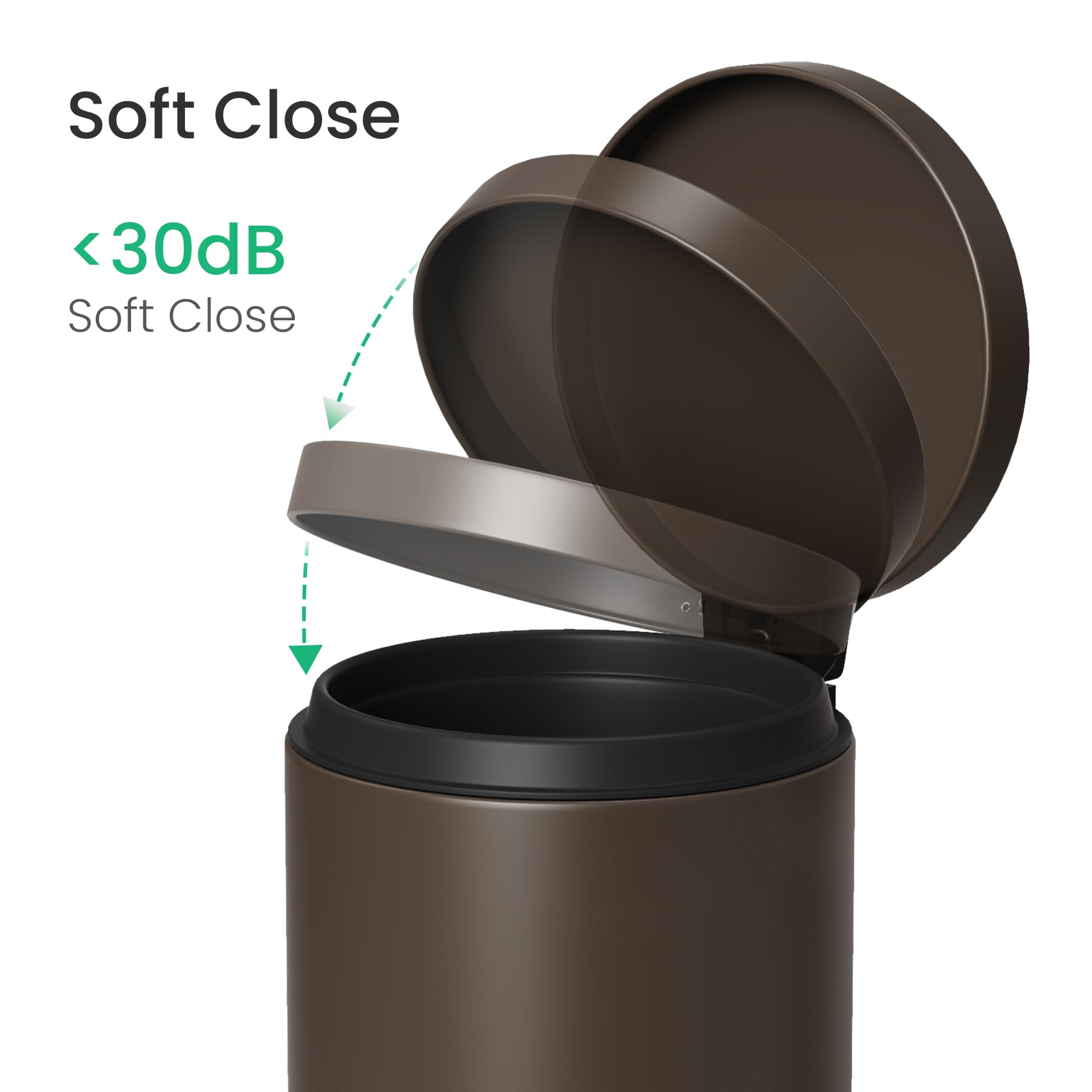 Small Round Bathroom Trash Can with Lid Soft Close