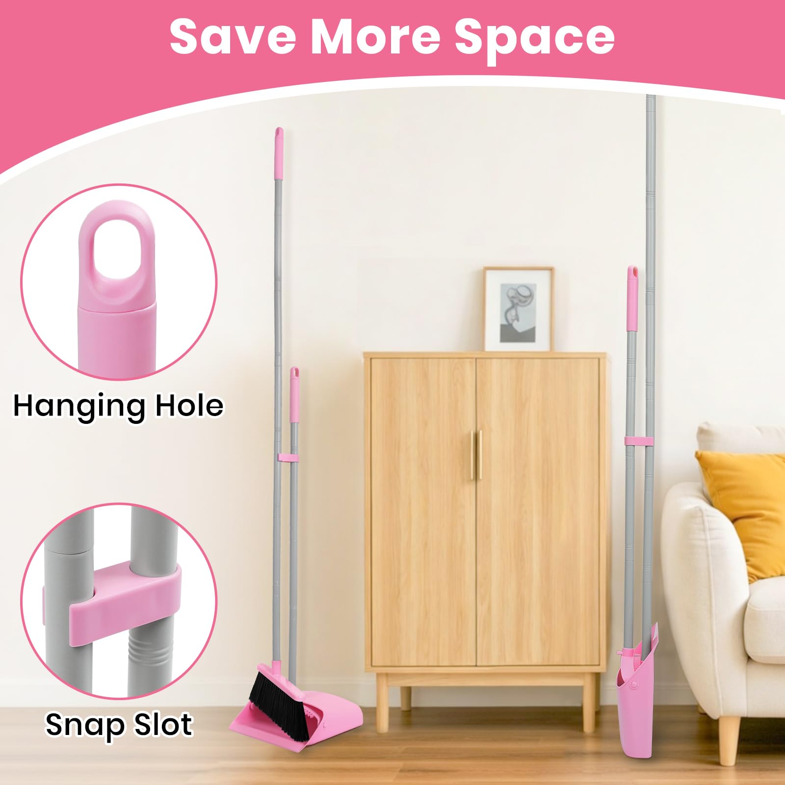 Pink Broom and Dustpan Set
