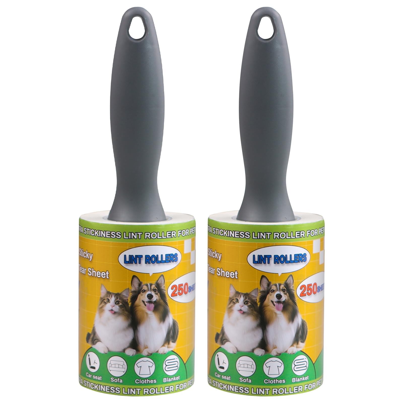 Lint Roller for Pet Hair 500 Sheets Extra Sticky Pet Hair Remover for Clothes Furniture Carpet Cleaner Cars Dogs Travel (500 Count)