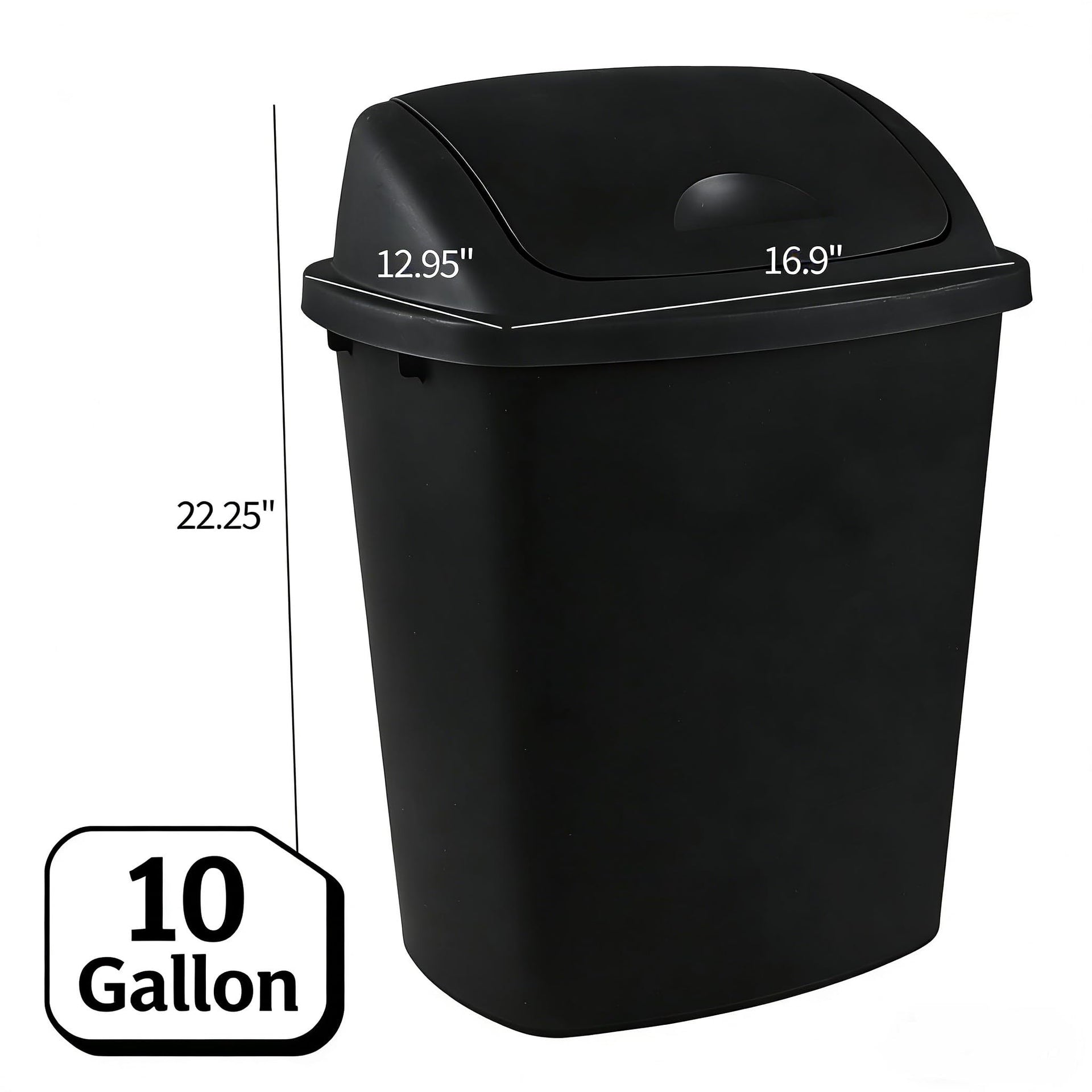 4 Pack 10 Gallon Swing Top Trash Can (4 Count)