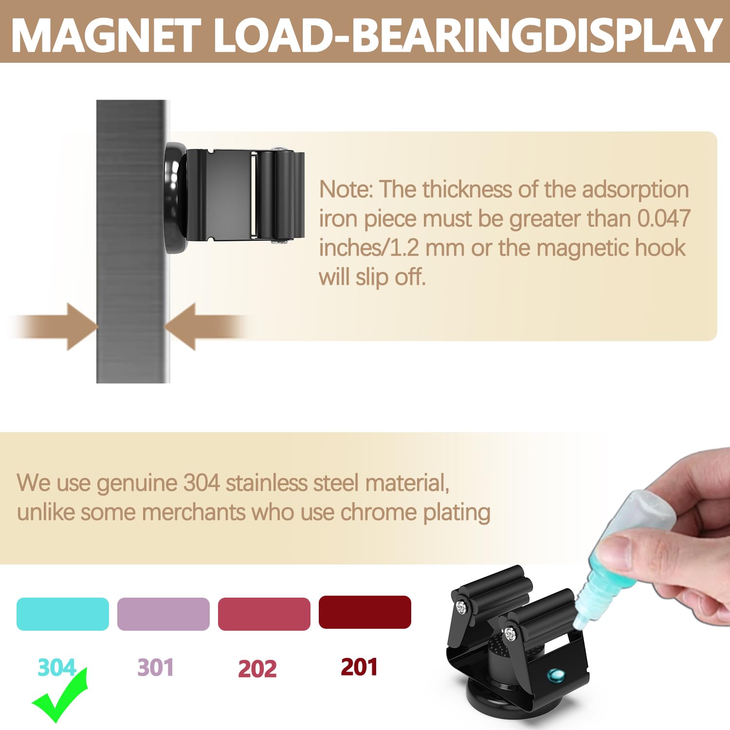 2 Pack Magnetic Broom Holder with 2 Pack Mini Magnetic Hooks (4 count)