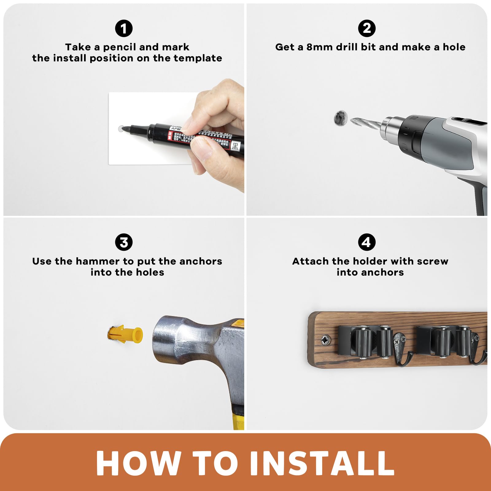 Broom Holder Wall Mount