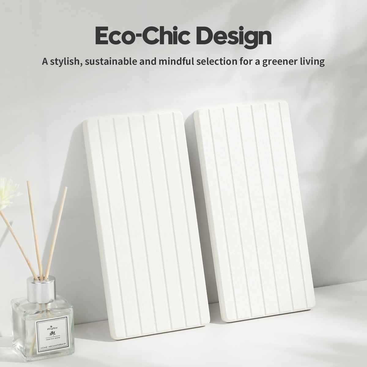 2PCS Water Absorbing Stone Drying Tray Mat for Bathroom Sink & Kitchen Counter Faucet Organizer (2 Count)