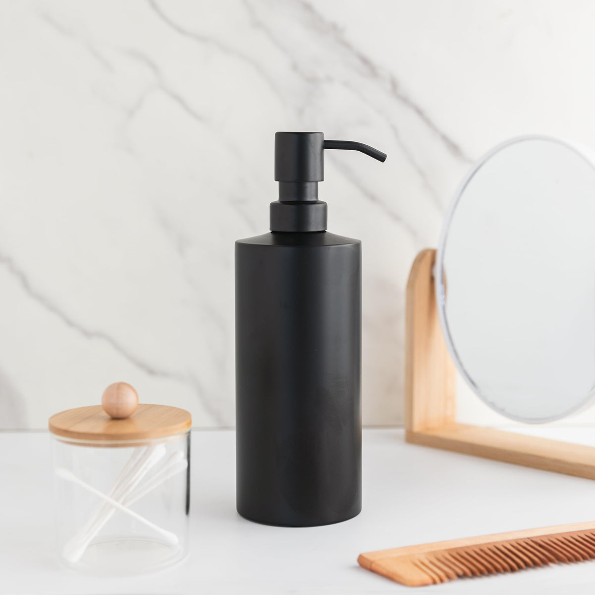 Black Round Stainless Steel Soap Dispenser