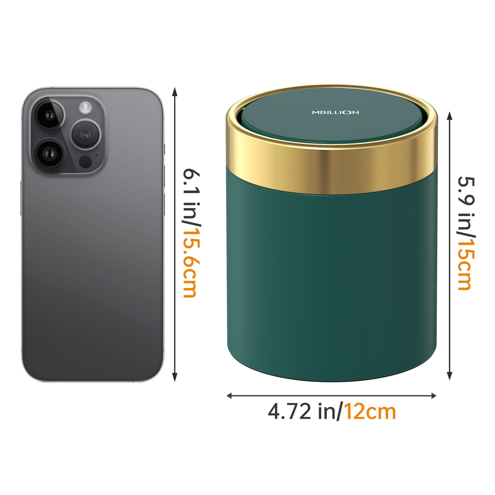 0.4 Gal Dark Green Desktop Mini Swing Lid Trash Can