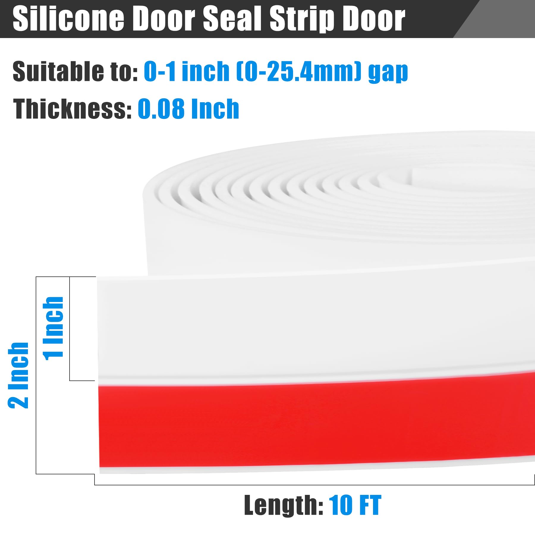 Draft Seal Tape for Doors and Windows 2 in x 10 Ft Silicone Weather Stripping Extra Thick 2mm Door Seal Strip with Strong Adhesive Draft Insulation Stopper Side Seal (10 Foot)