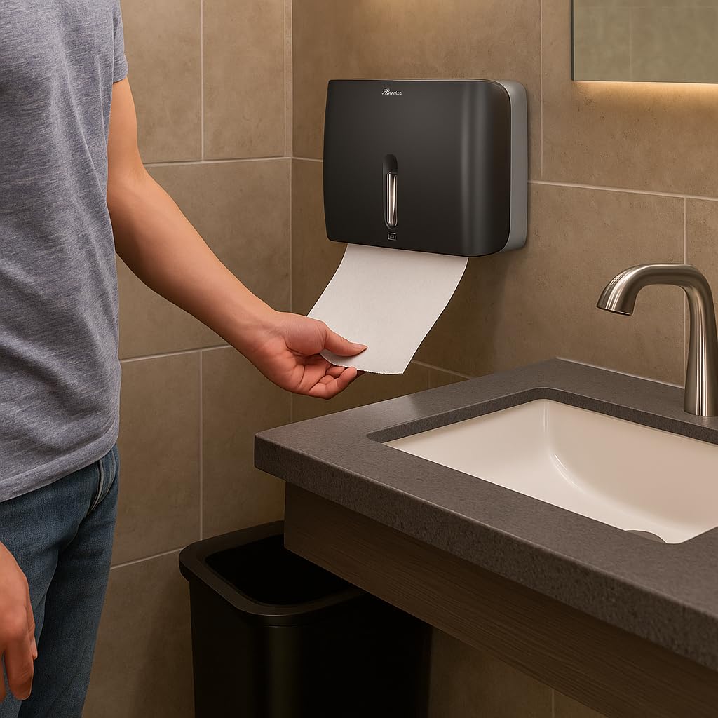 Paper Towel Dispenser Wall Mount Commercial with Key Lock Compact Multifold Paper Towels Dispenser Wall Mount Folded Hand Towel Dispenser Holder for Bathroom Office Kitchen