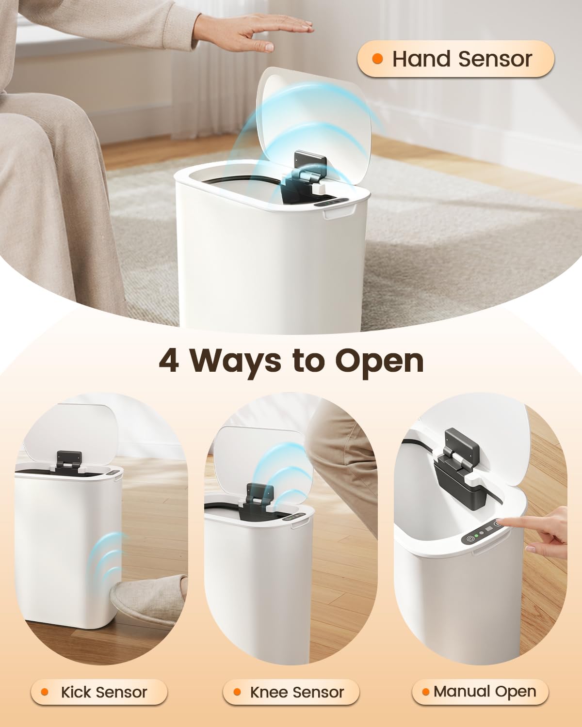 5 Gallon Automatic Bathroom Trash Can with Lid