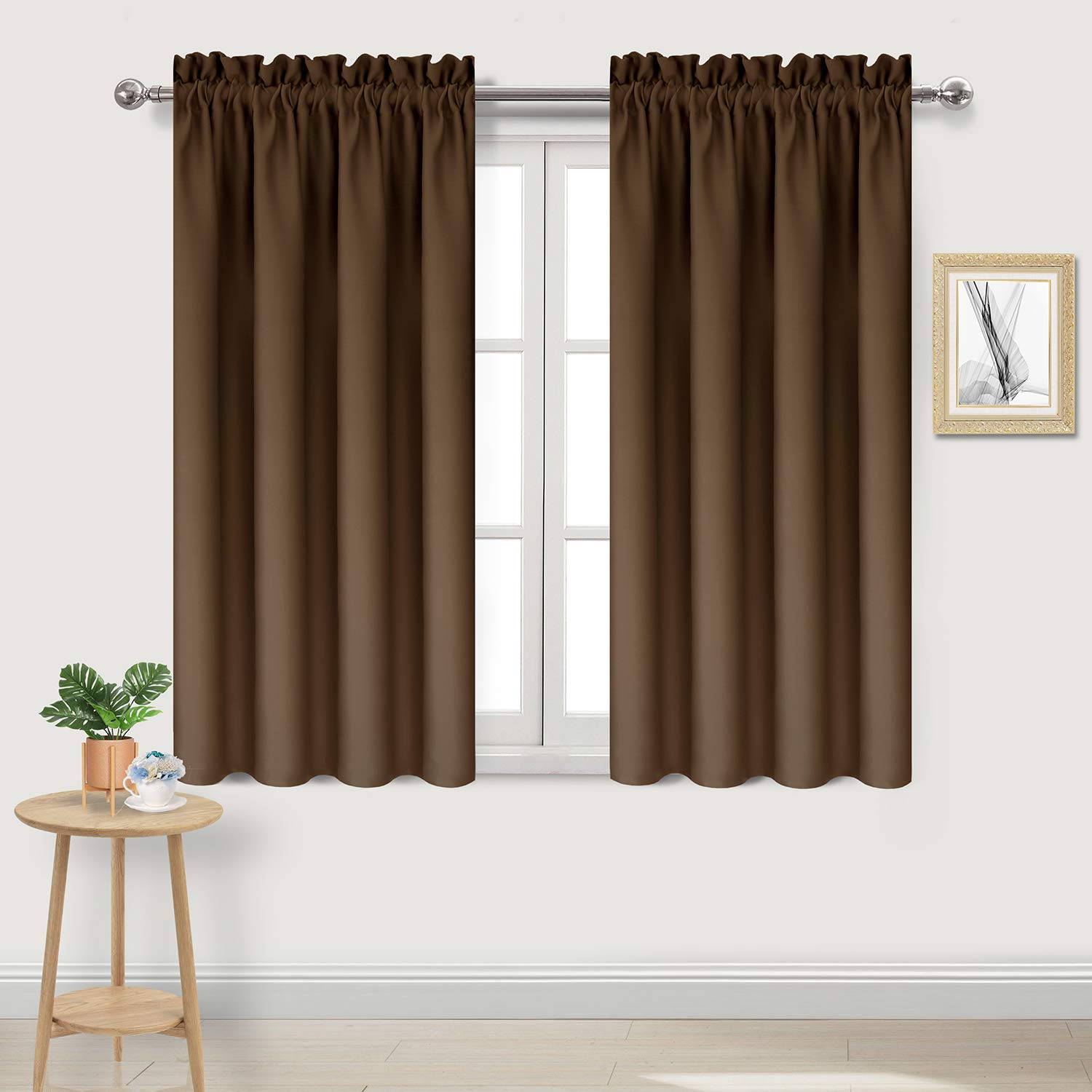 Blackout Curtains for Bedroom Living Room 42 x 54 Inch Long Brown