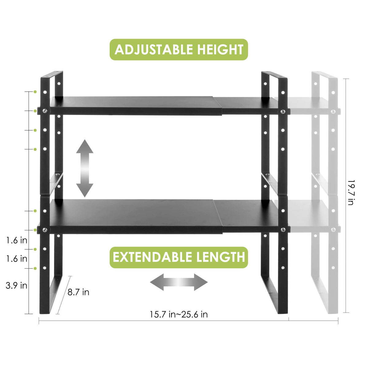 Expandable Cabinet Shelf Organizer Rack (2 Count)
