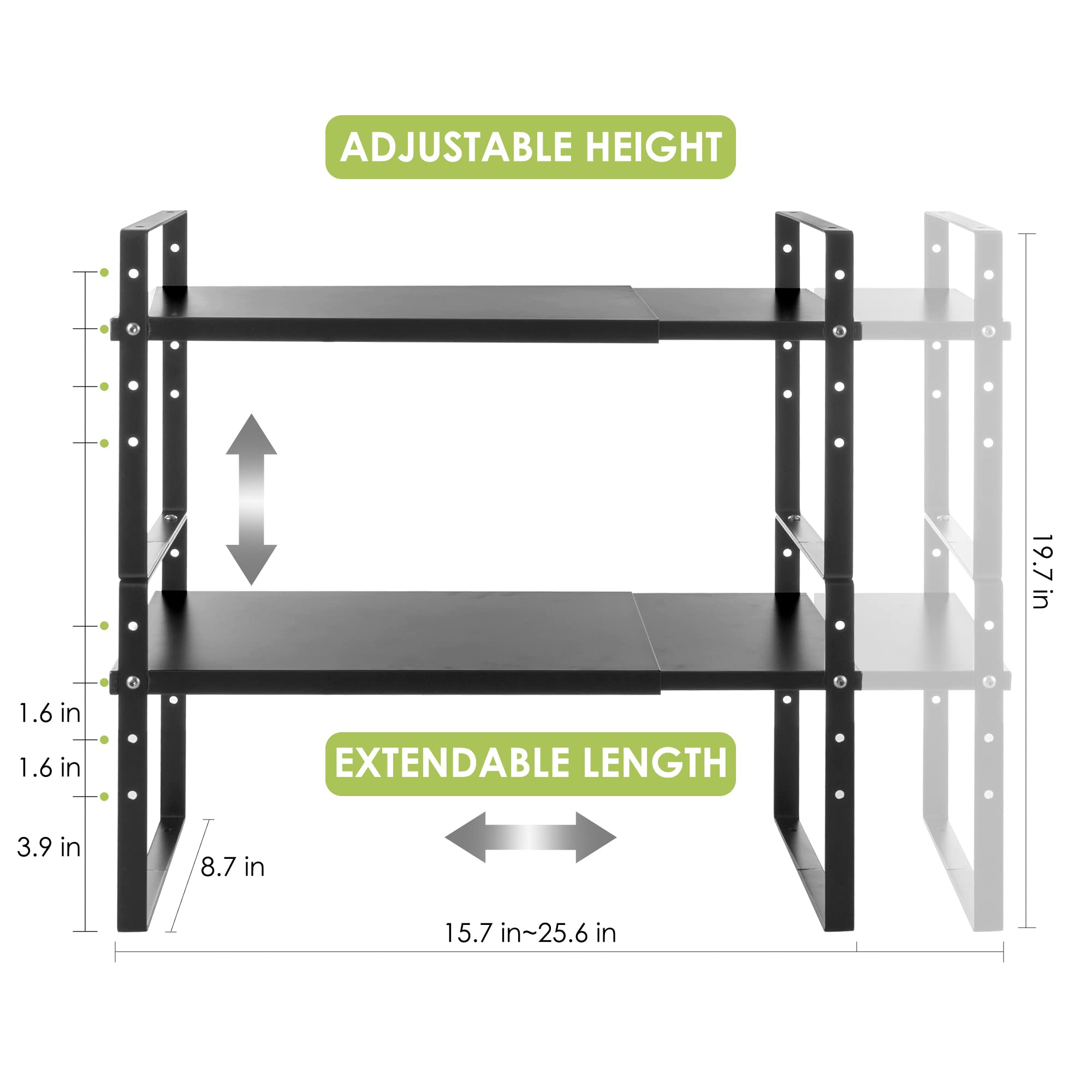 Expandable Cabinet Shelf Organizer Rack (2 Count)
