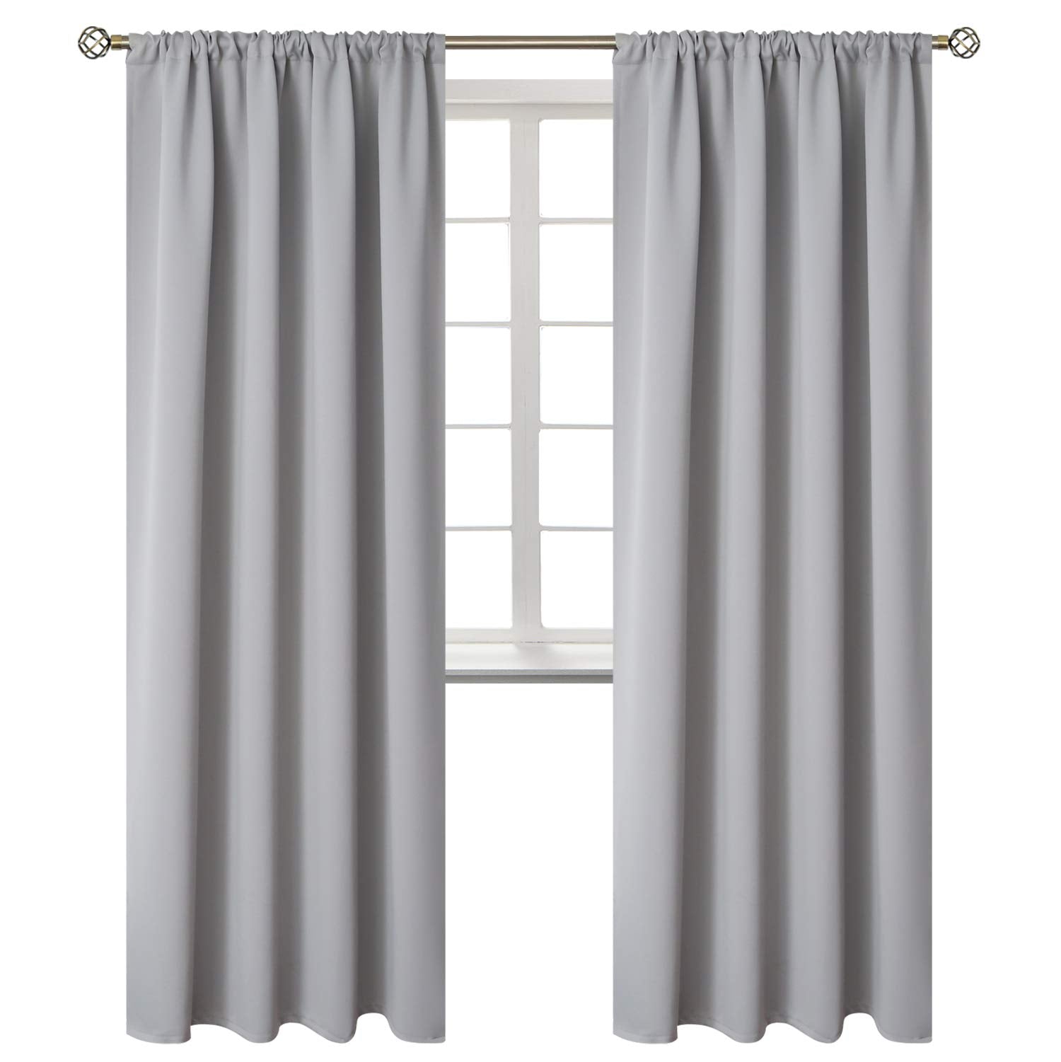 Rod Pocket Room Darkening Curtains for Bedroom 84 Inches Long (2 Count)