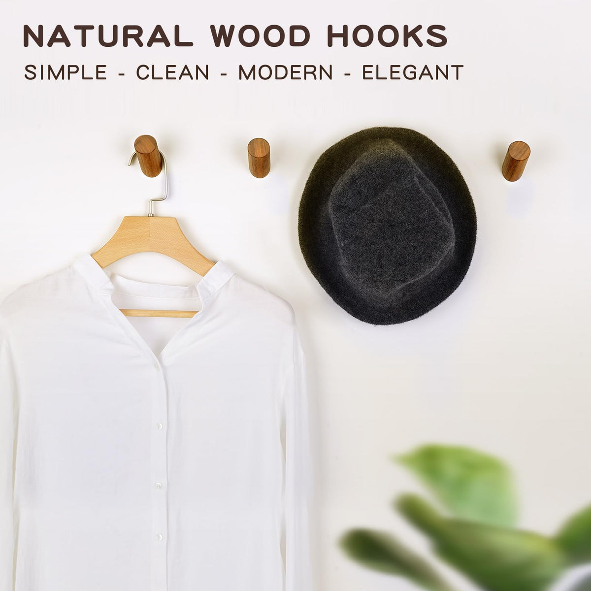 Wood Wall Hooks (4 Count)