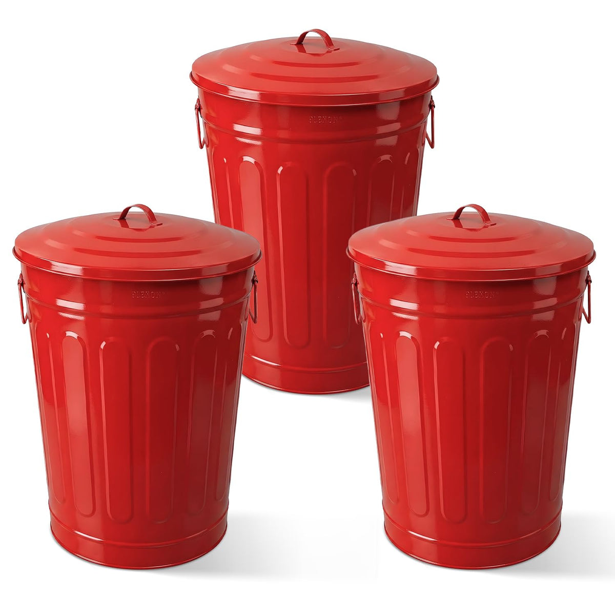 Metal Trash Can with Lid 13 Gallon (3 Count)