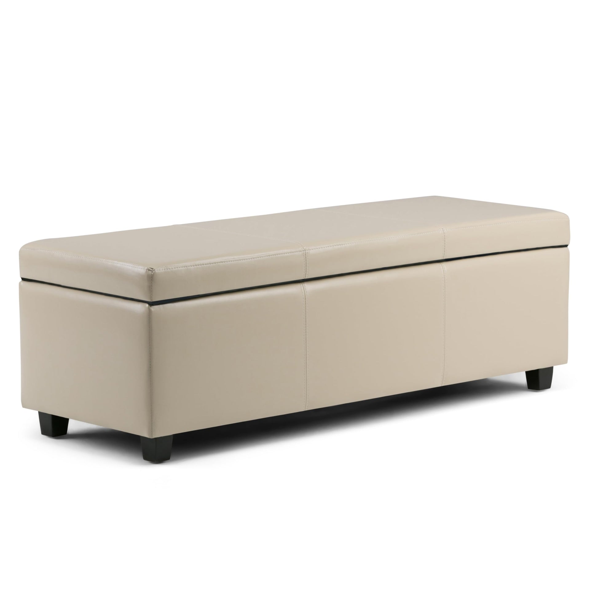 Avalon 54" Wide Linen Look Fabric Storage Ottoman in Fawn Brown