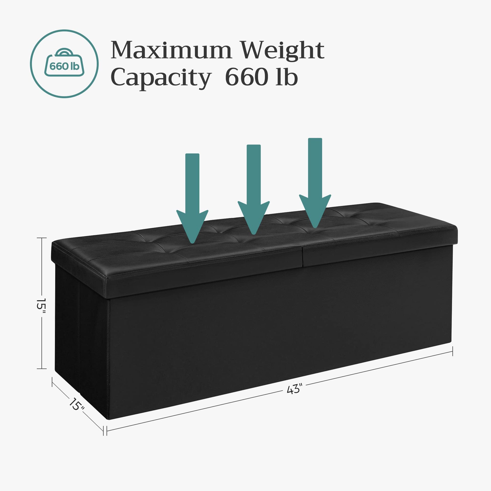 43.3 Inches Folding Storage Ottoman Bench with Flipping Lid