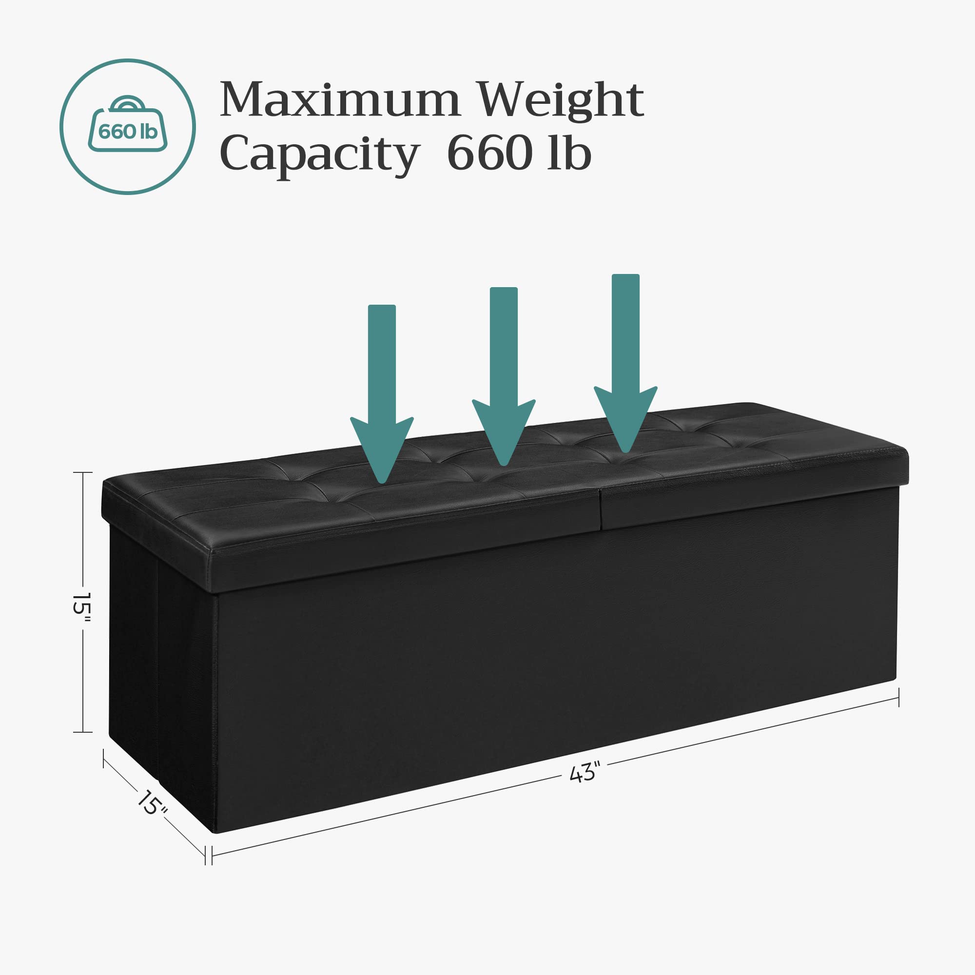43.3 Inches Folding Storage Ottoman Bench with Flipping Lid
