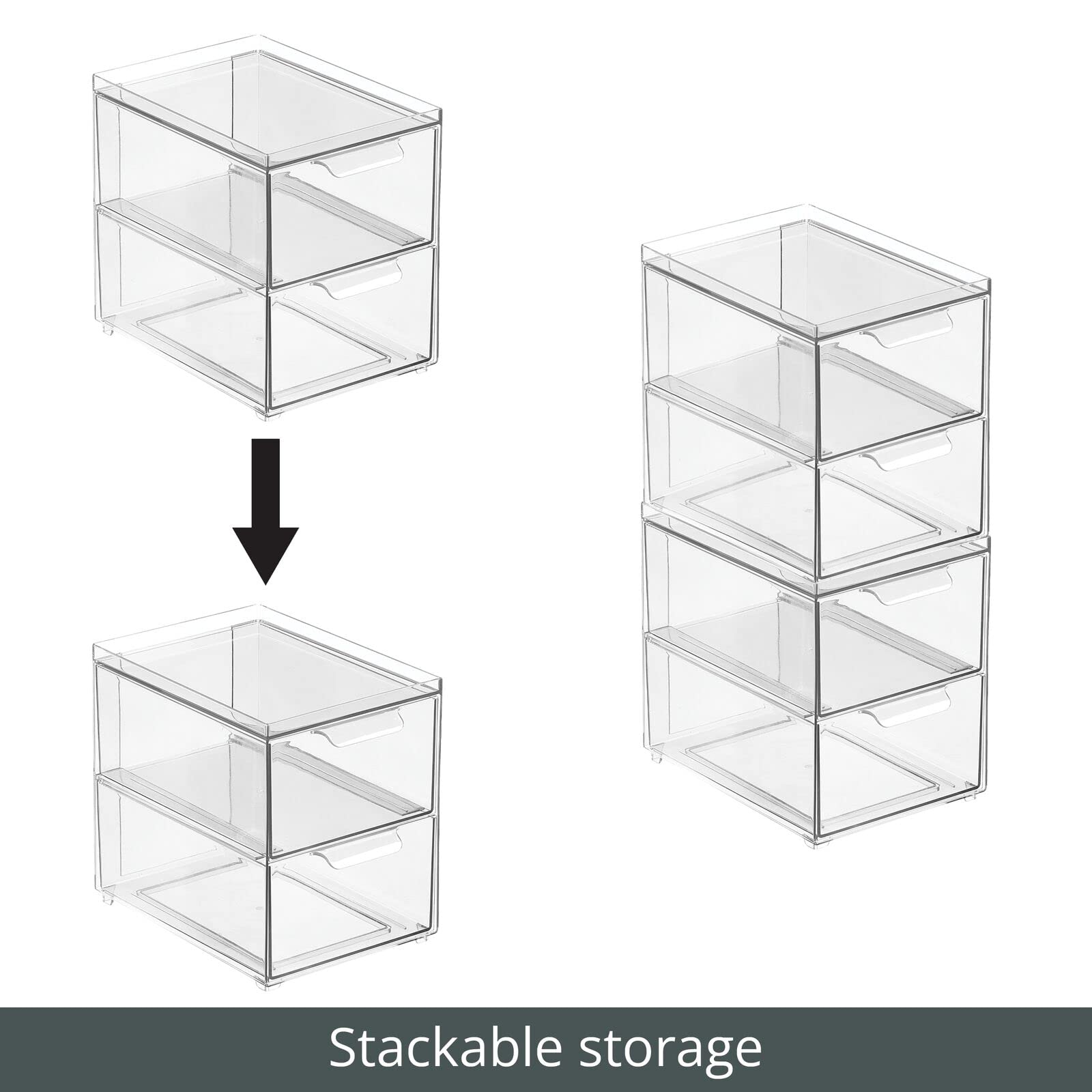 Stackable Storage Containers Box with 2 Pull