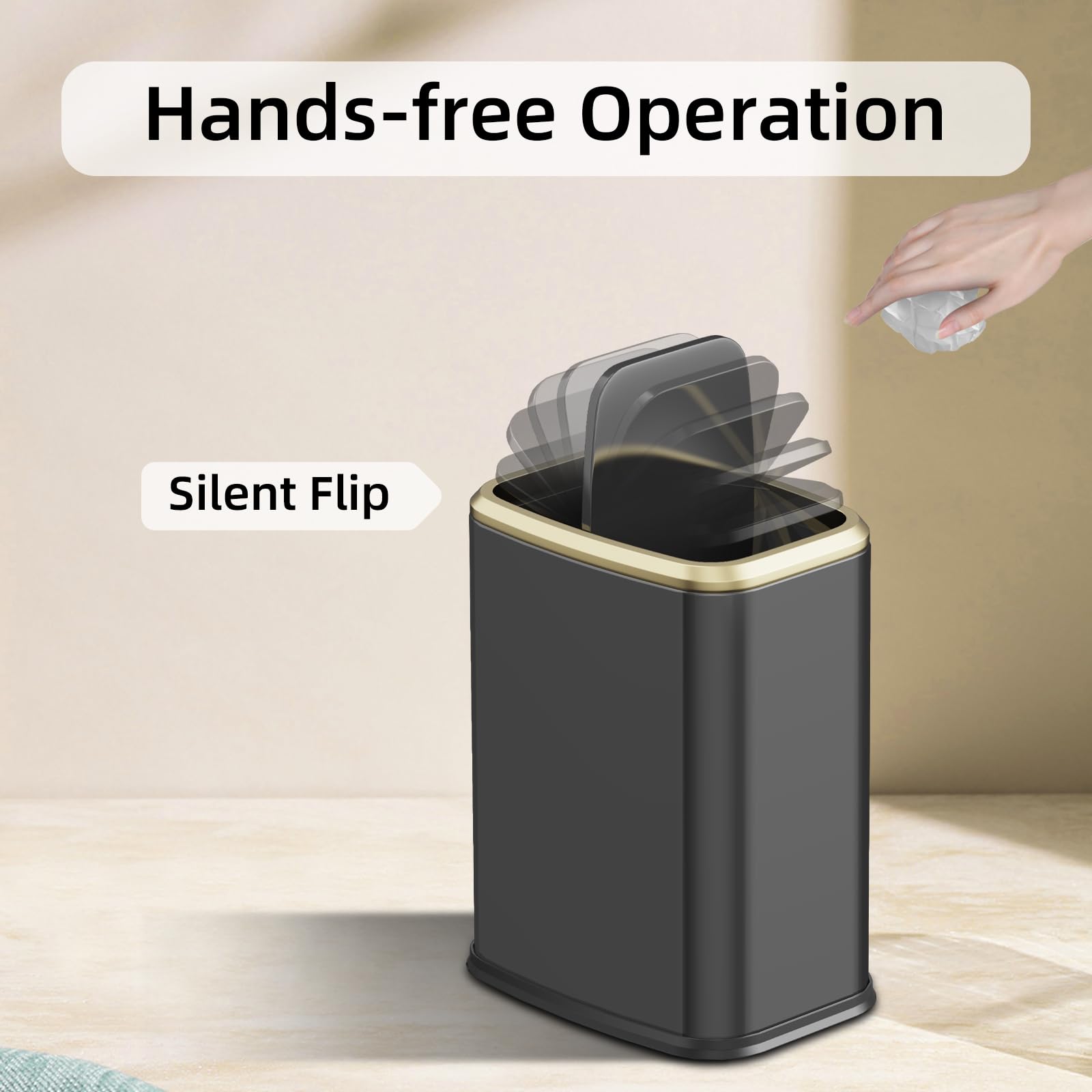 8L 2.1 Gal Small Bathroom Trash Can with Lid (60 Count)