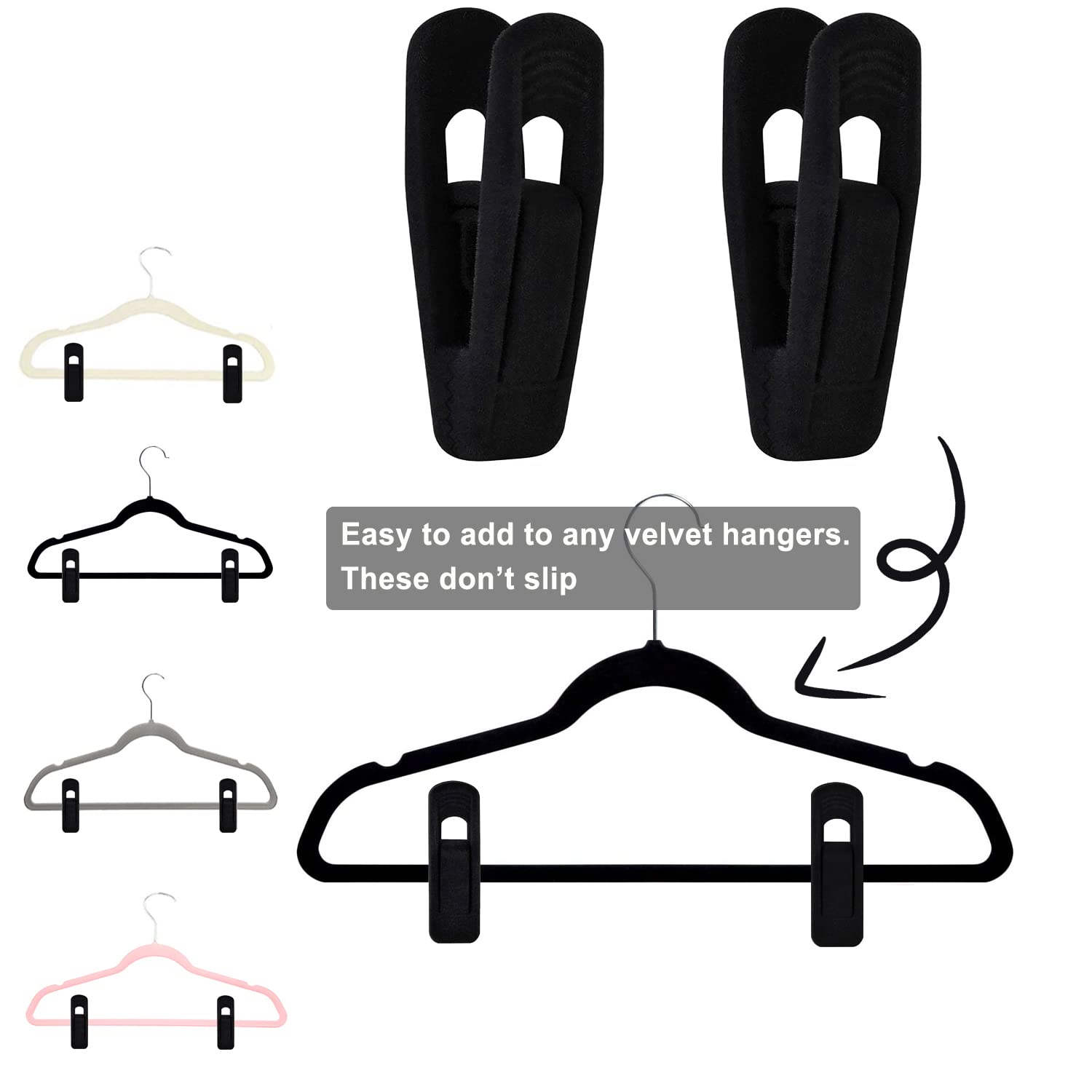 Black Velvet Hangers Clips 20 PCS (20 Count)