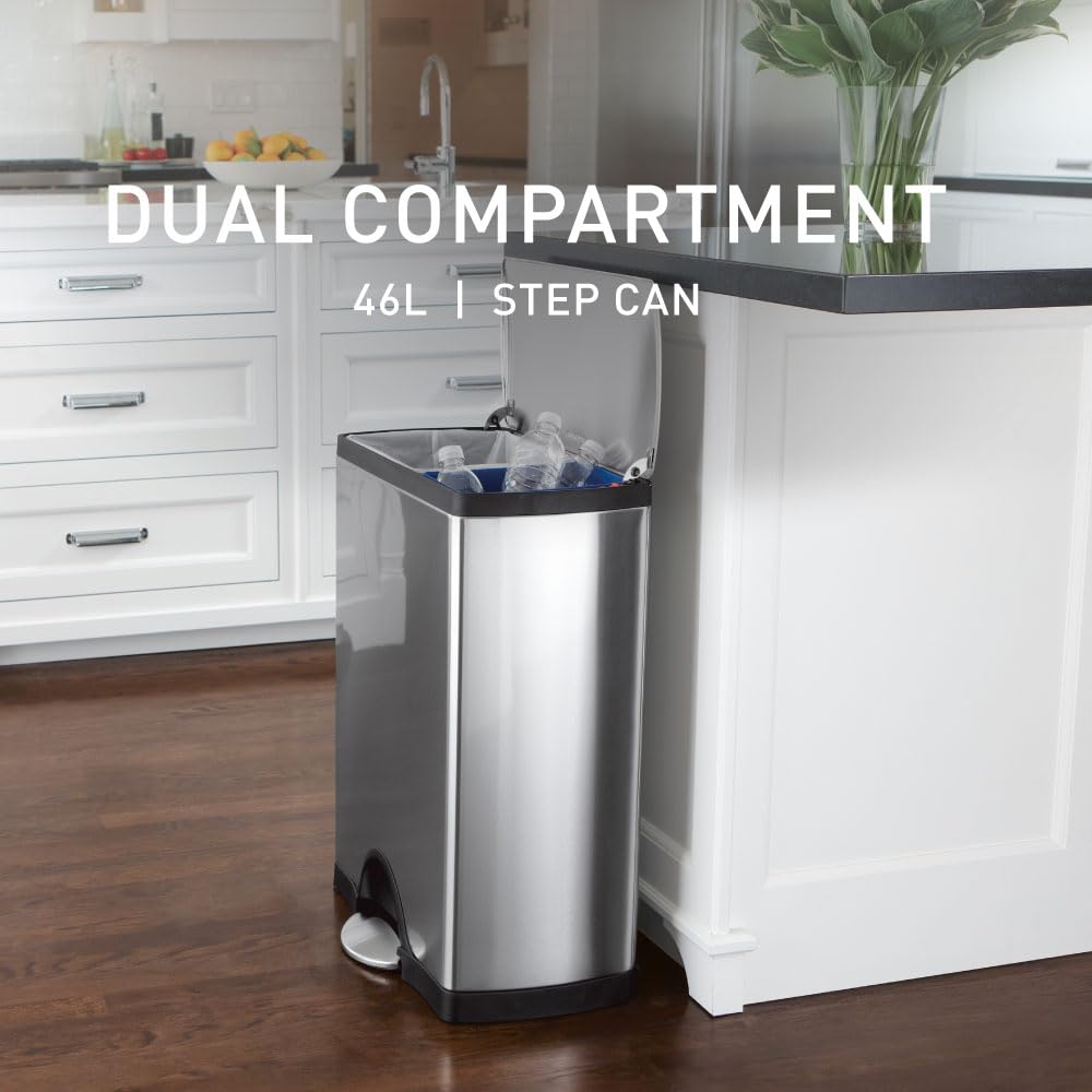 Rectangular Dual Compartment Recycling Kitchen Step Trash Can