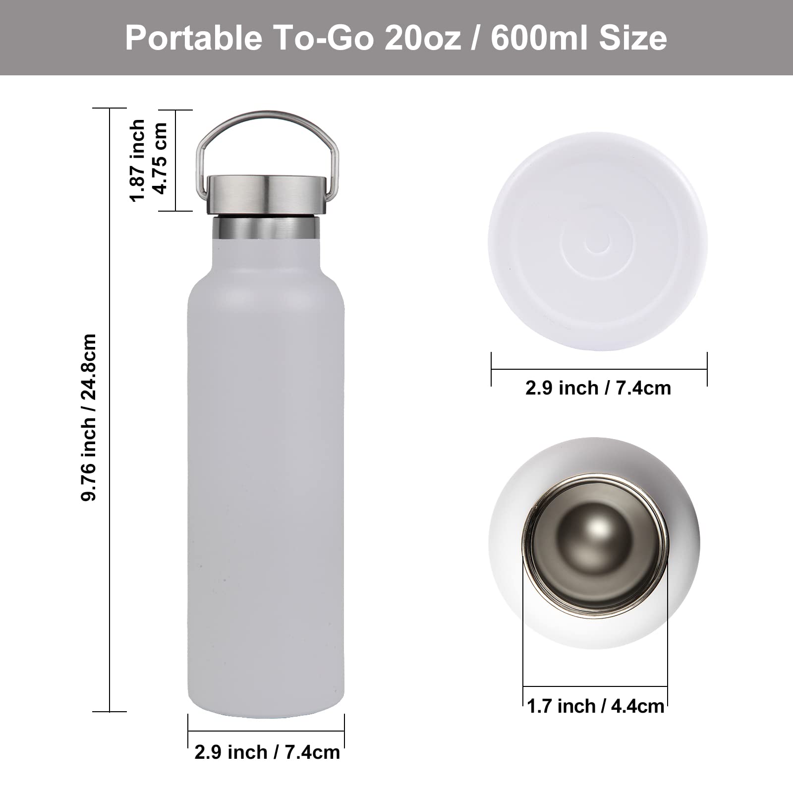 20 oz Insulated Water Bottles Bulk 4 Pack (4 Count)