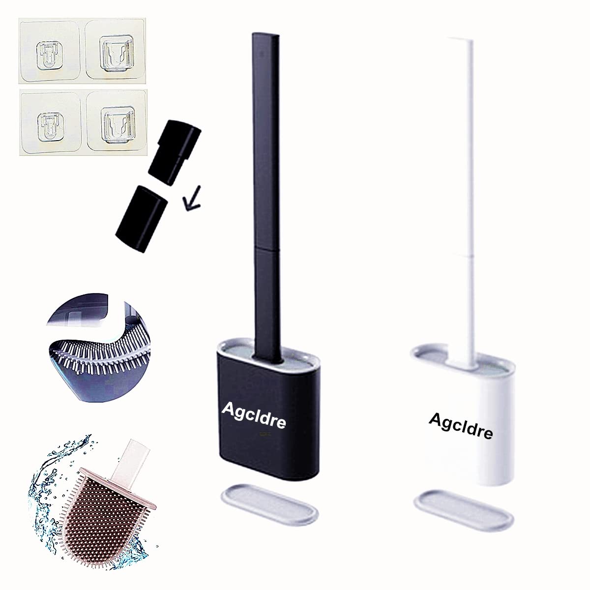 Toilet Brush with Holder Silicone Toilet Brush and Cleaning Brush for Household Bathroom Toliet Brush Set