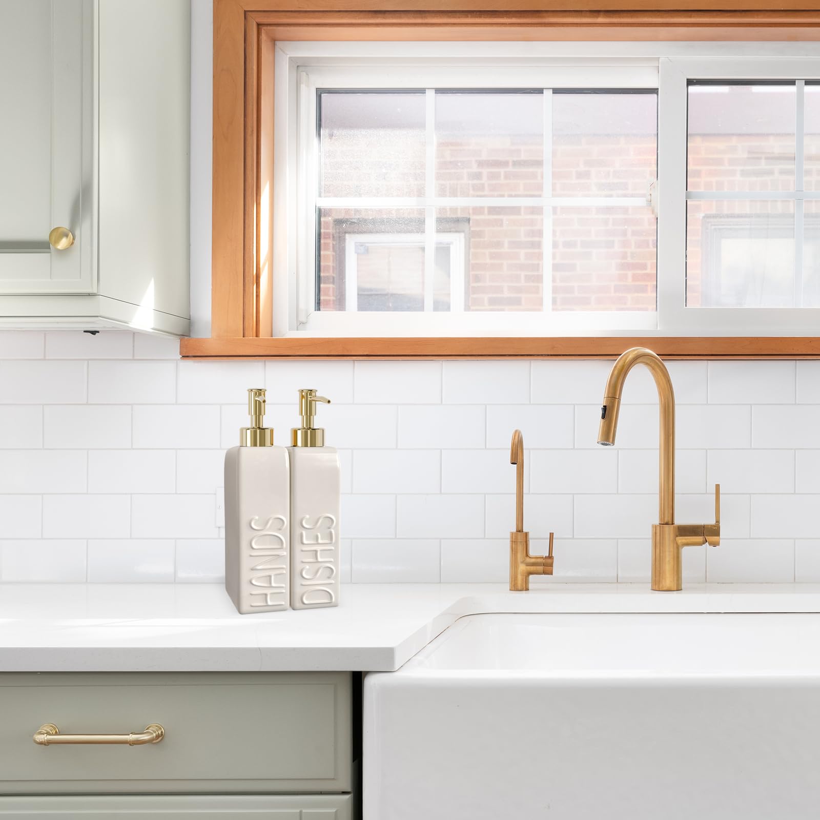 Soap Dispenser Set with Gold Stainless Steel Pump and a Funnel (2 Count)