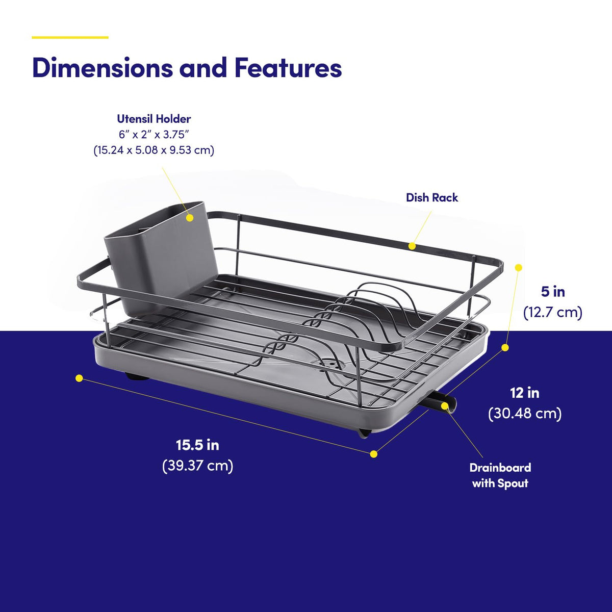 Dish Drying Rack 3 Piece Dish Drainer with Drainboard Set for Kitchen Counter