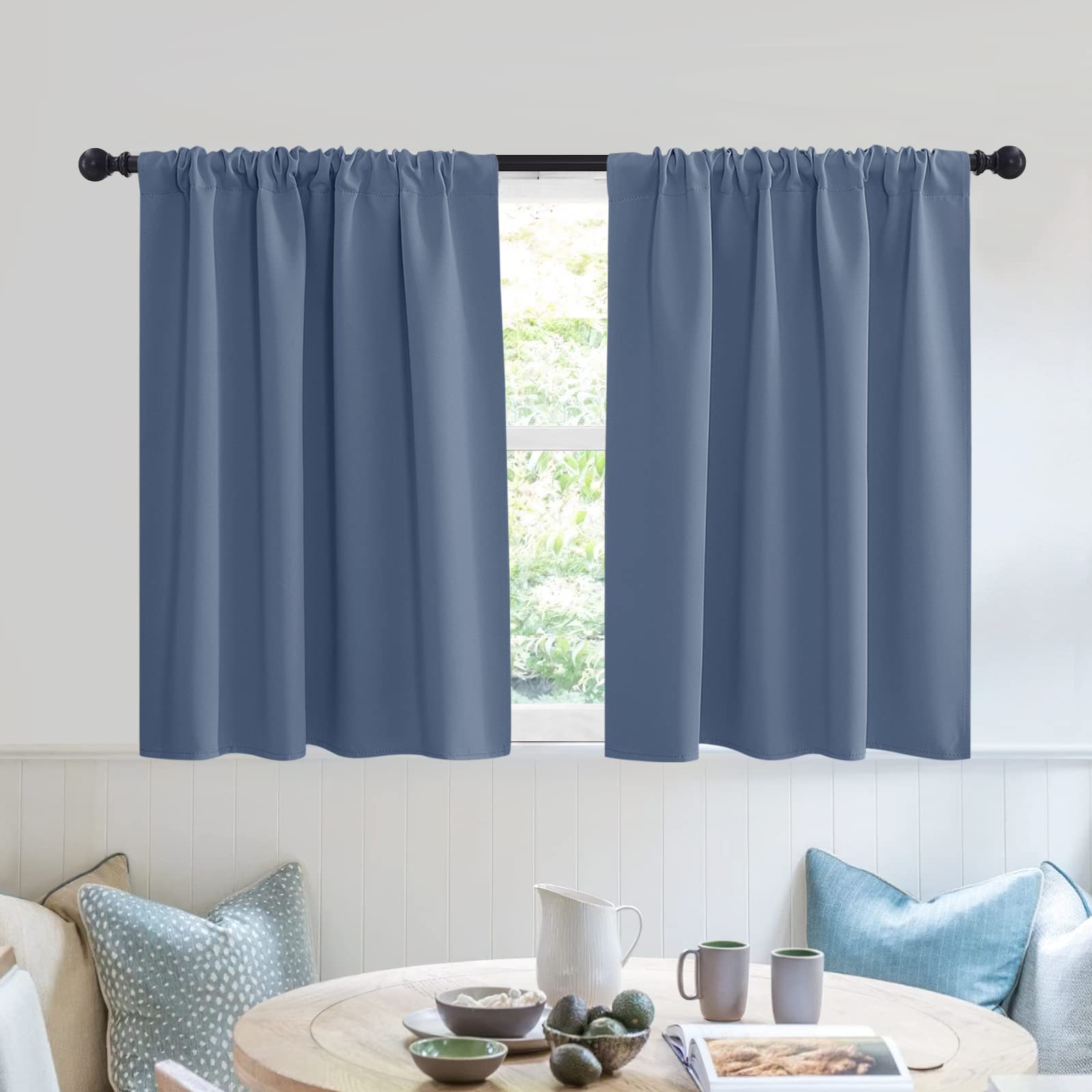 Short Blackout Privacy Curtains 30 inch Long for Bathroom Window (2 Count)