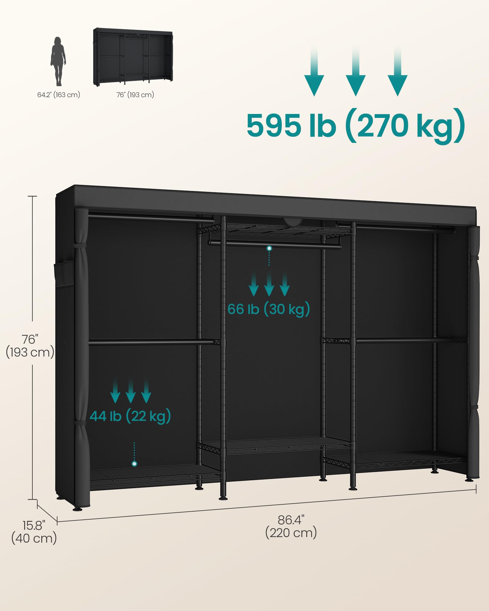 Heavy Duty Rolling Clothes Rack
