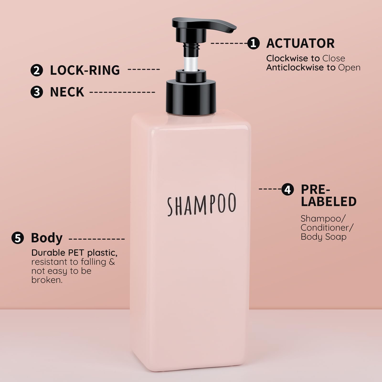 Refillable Shampoo and Conditioner Bottles (3 Count)