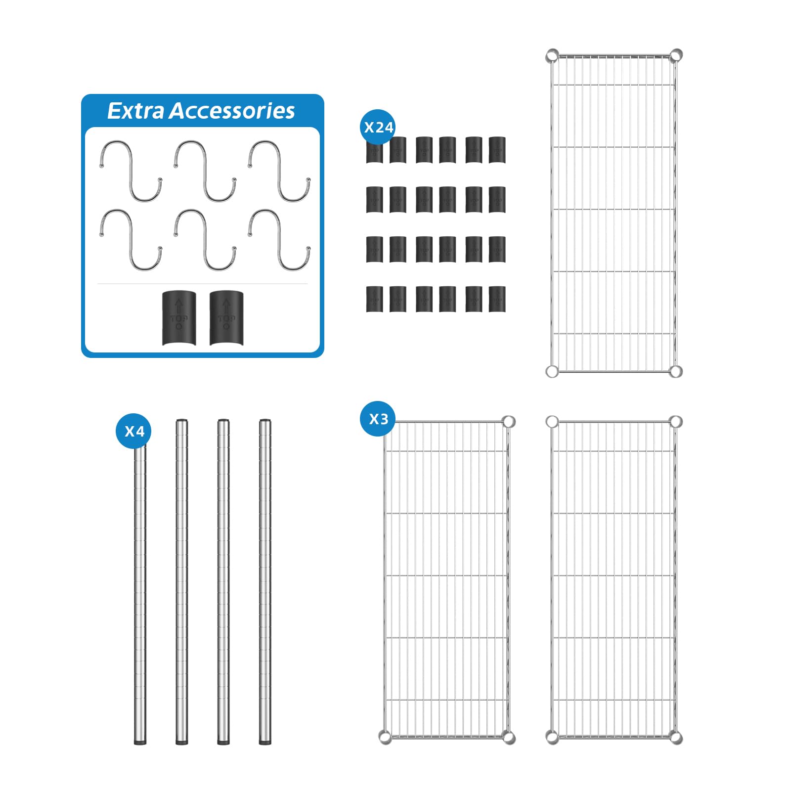 3 Shelf Adjustable Metal Wire Shelving