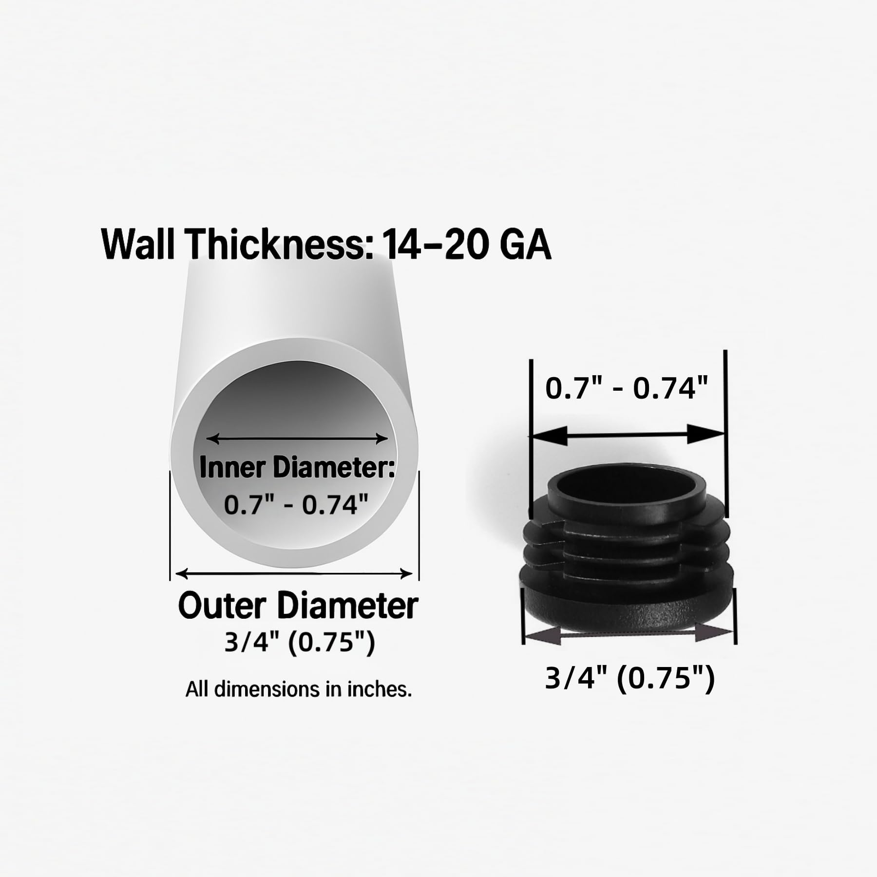 Plastic Plugs Tubing End Caps Chair End Caps Furnigear 3 (40 Count)