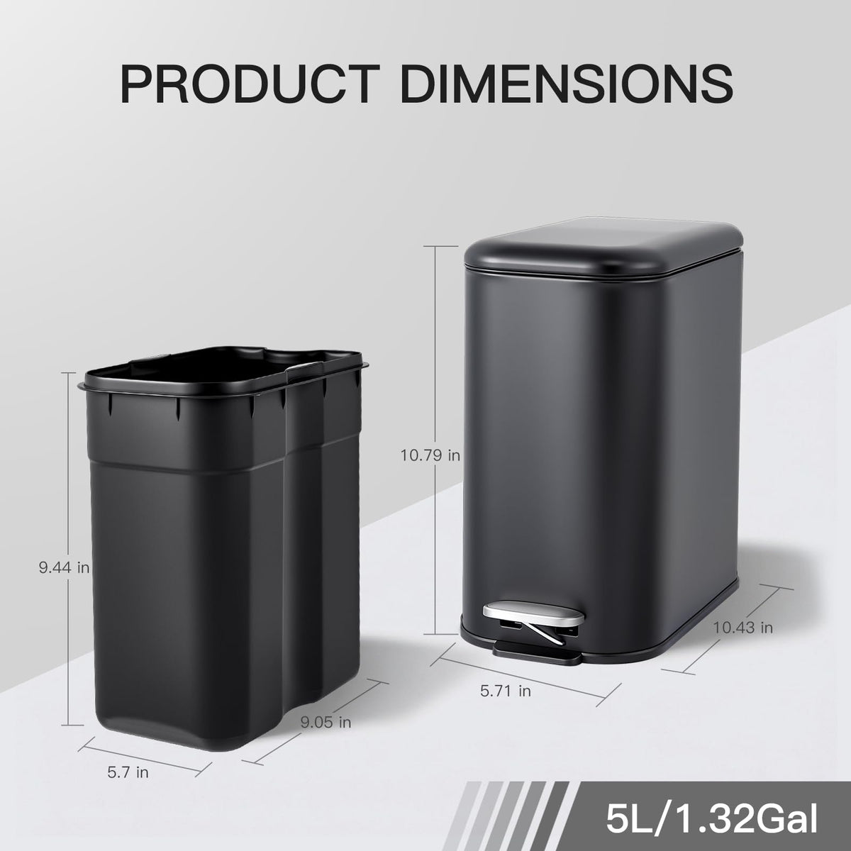 1.3 Gallon Bathroom Trash Can