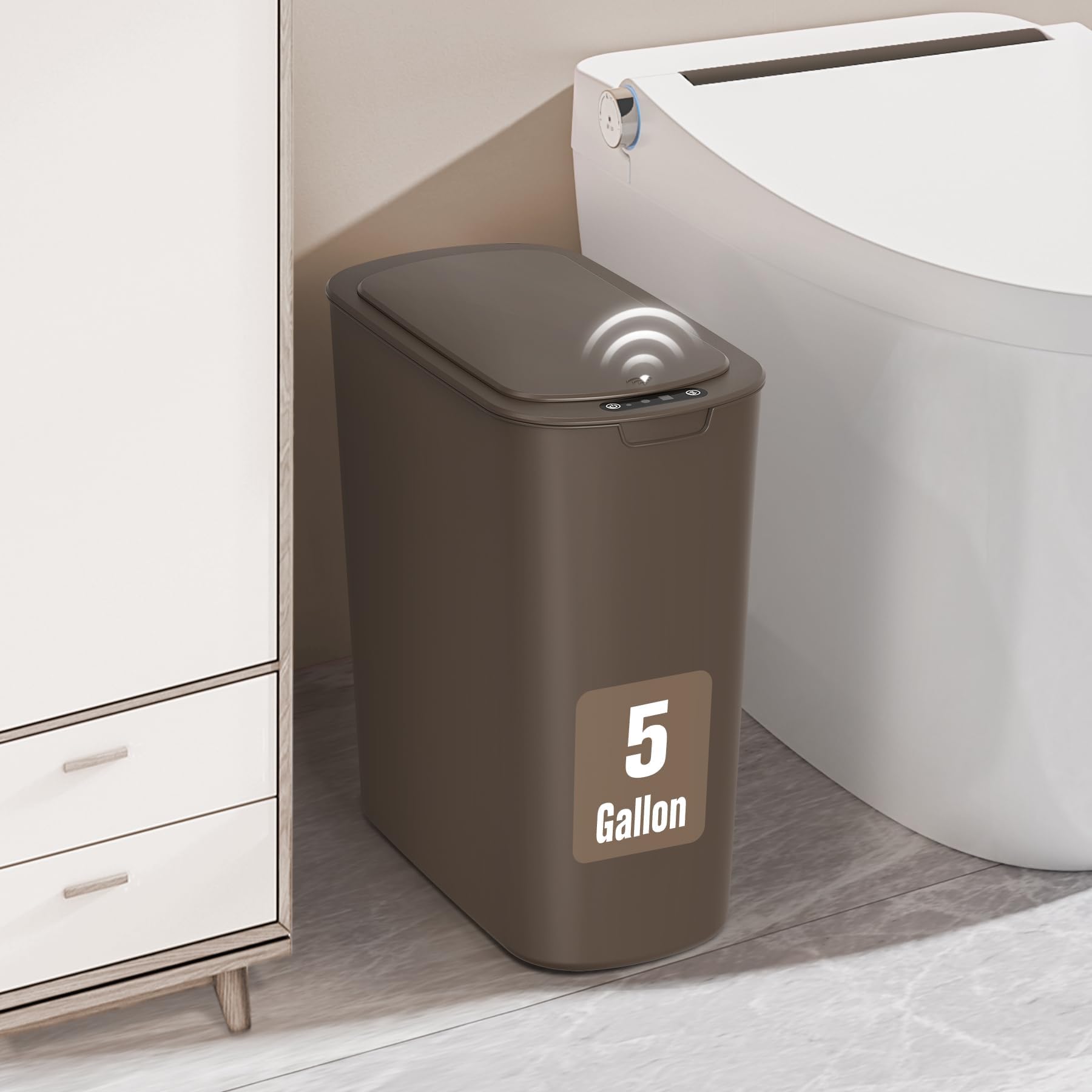 5 Gallon Automatic Bathroom Trash Can with Lid
