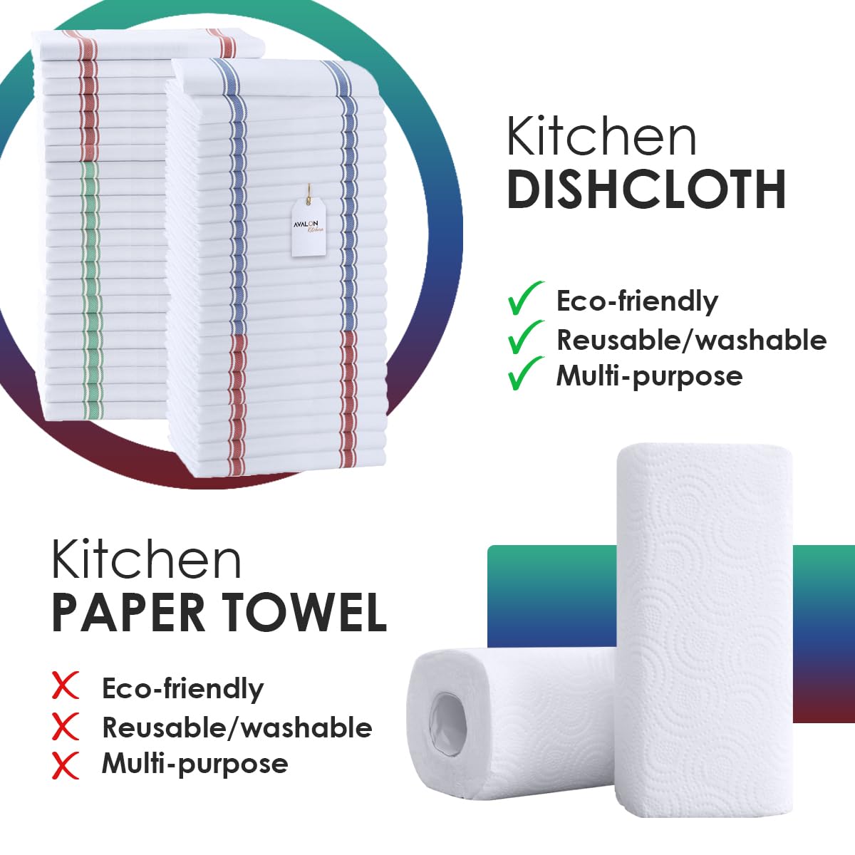 Dish Towels 45 Pack Multi (45 Count)