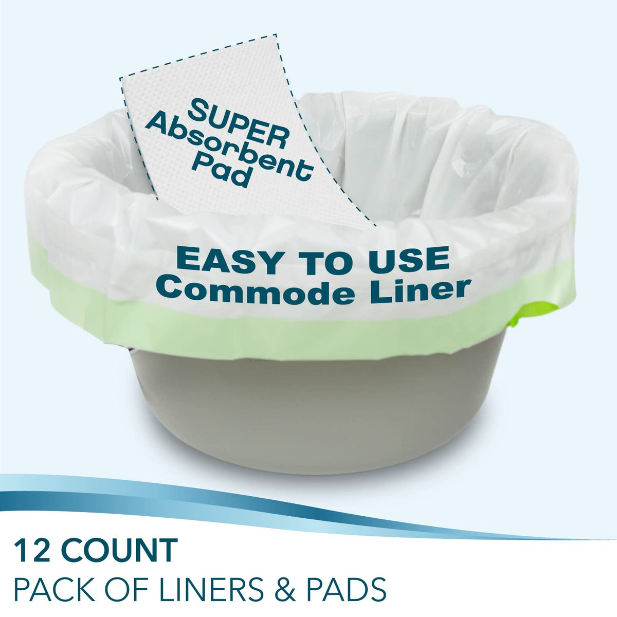 Disposable Bedside Commode Liners and Pads for Portable Toilet Chair Seat Bucket and Bedpan (24 Count)