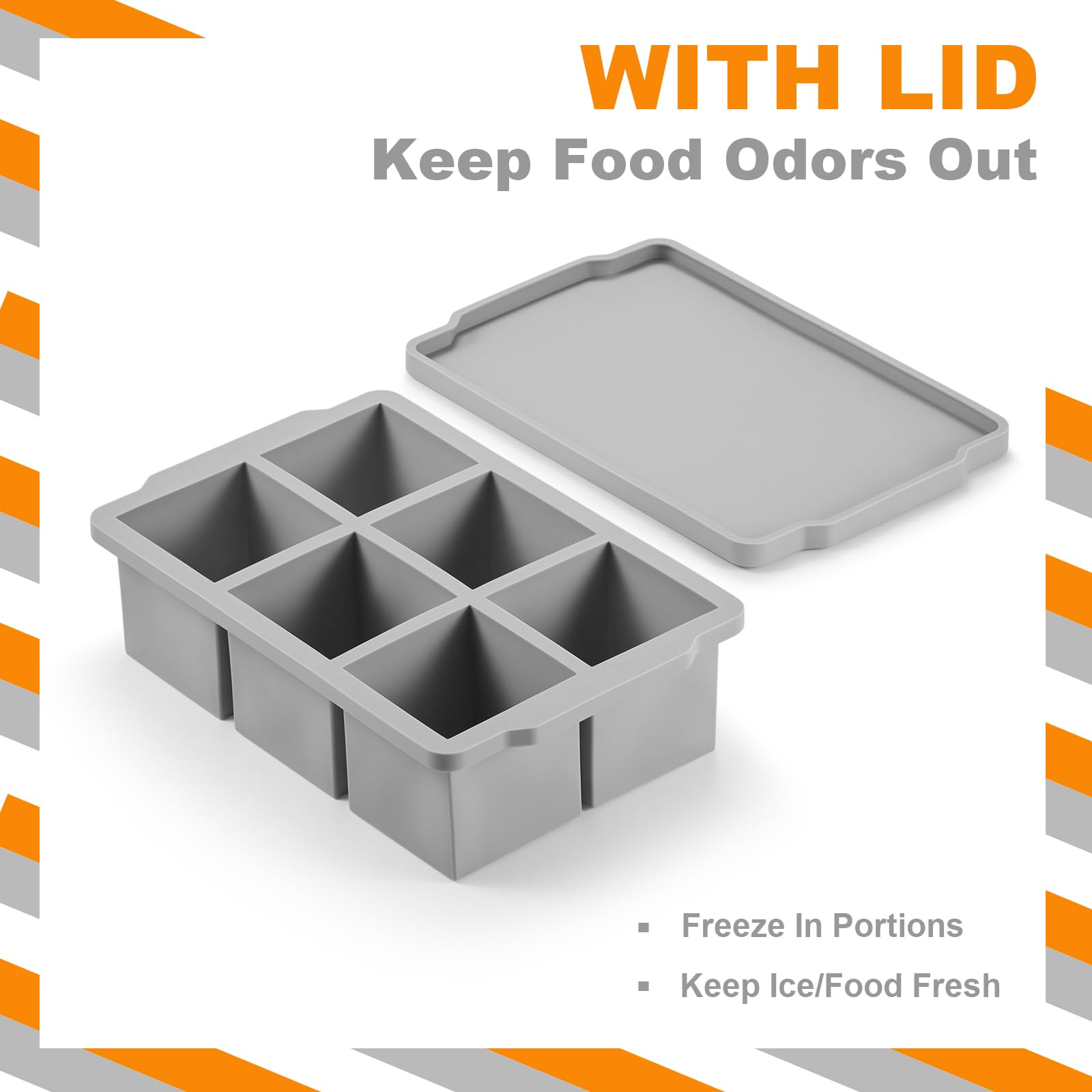 Large Ice Cube Tray with Lid Pack of 2 (2 Count)