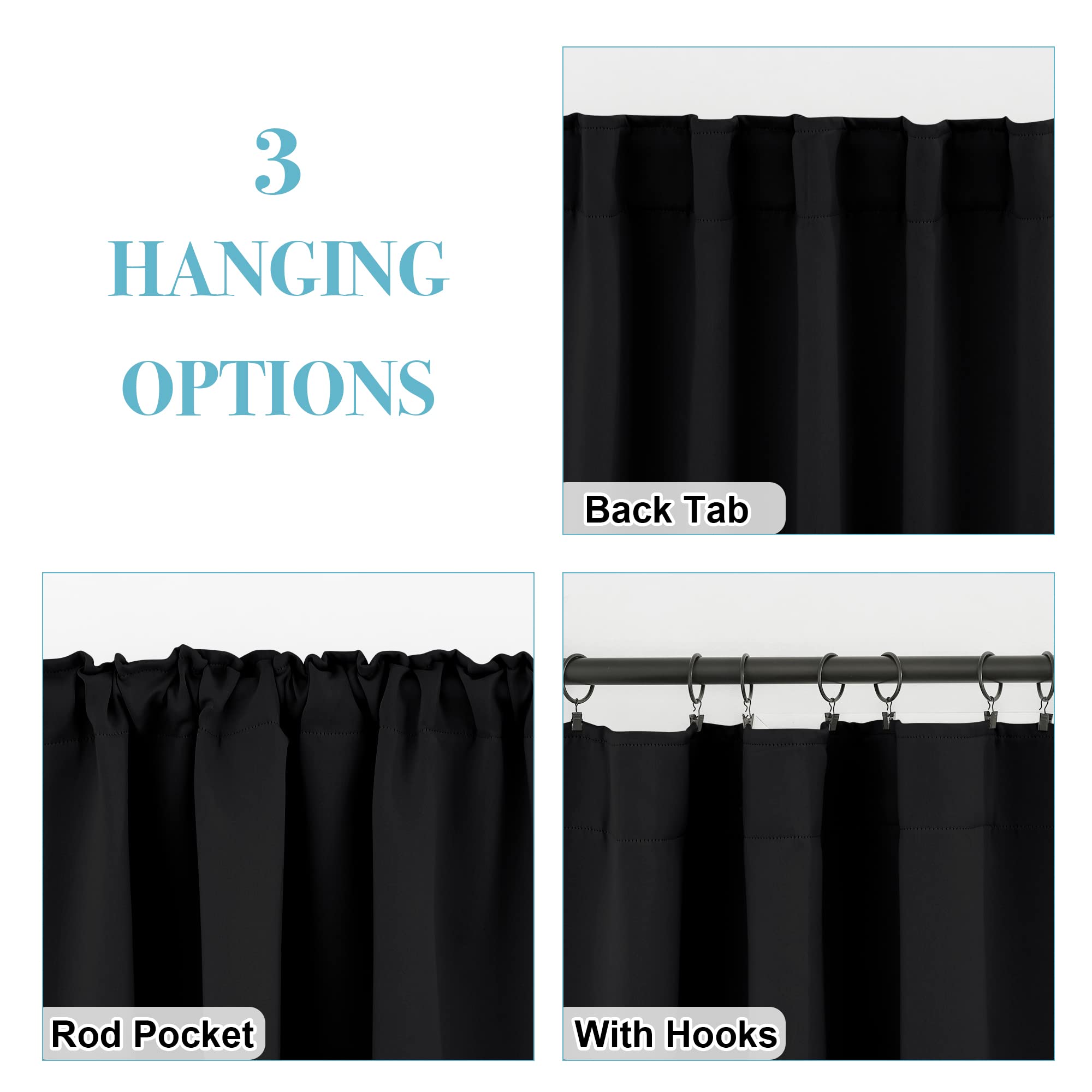 Blackout Curtains 63 inches Long for Bedroom (2 Count)