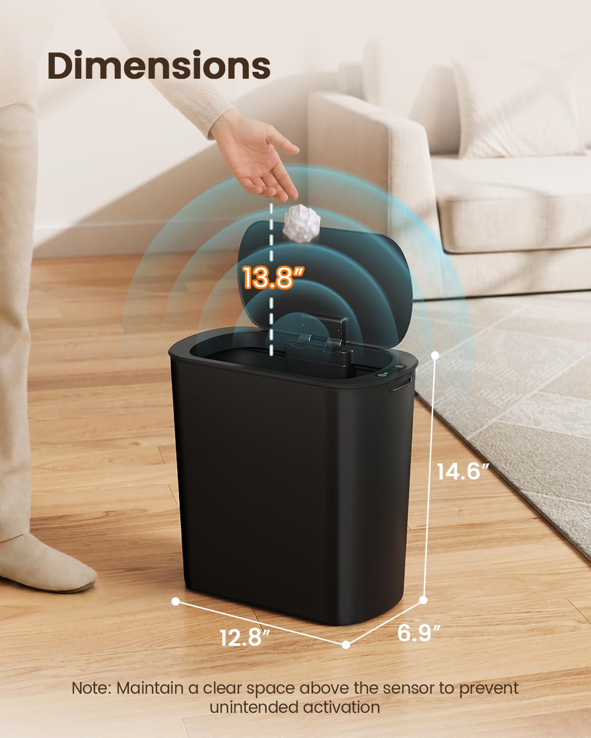 5 Gallon Automatic Bathroom Trash Can with Lid
