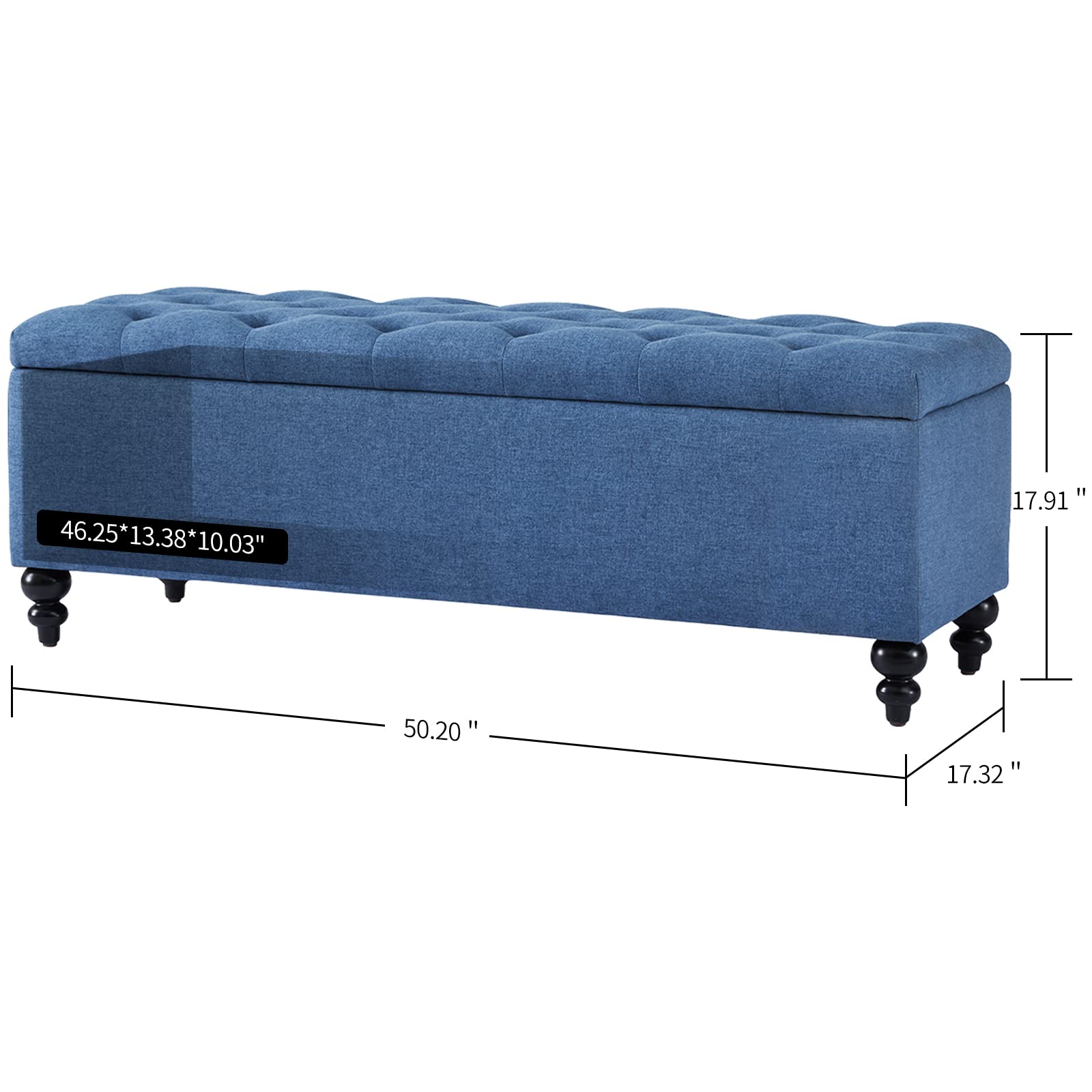 Storage Ottoman 50.2 Inches Upholstered Fabric Storage Ottoman Bench
