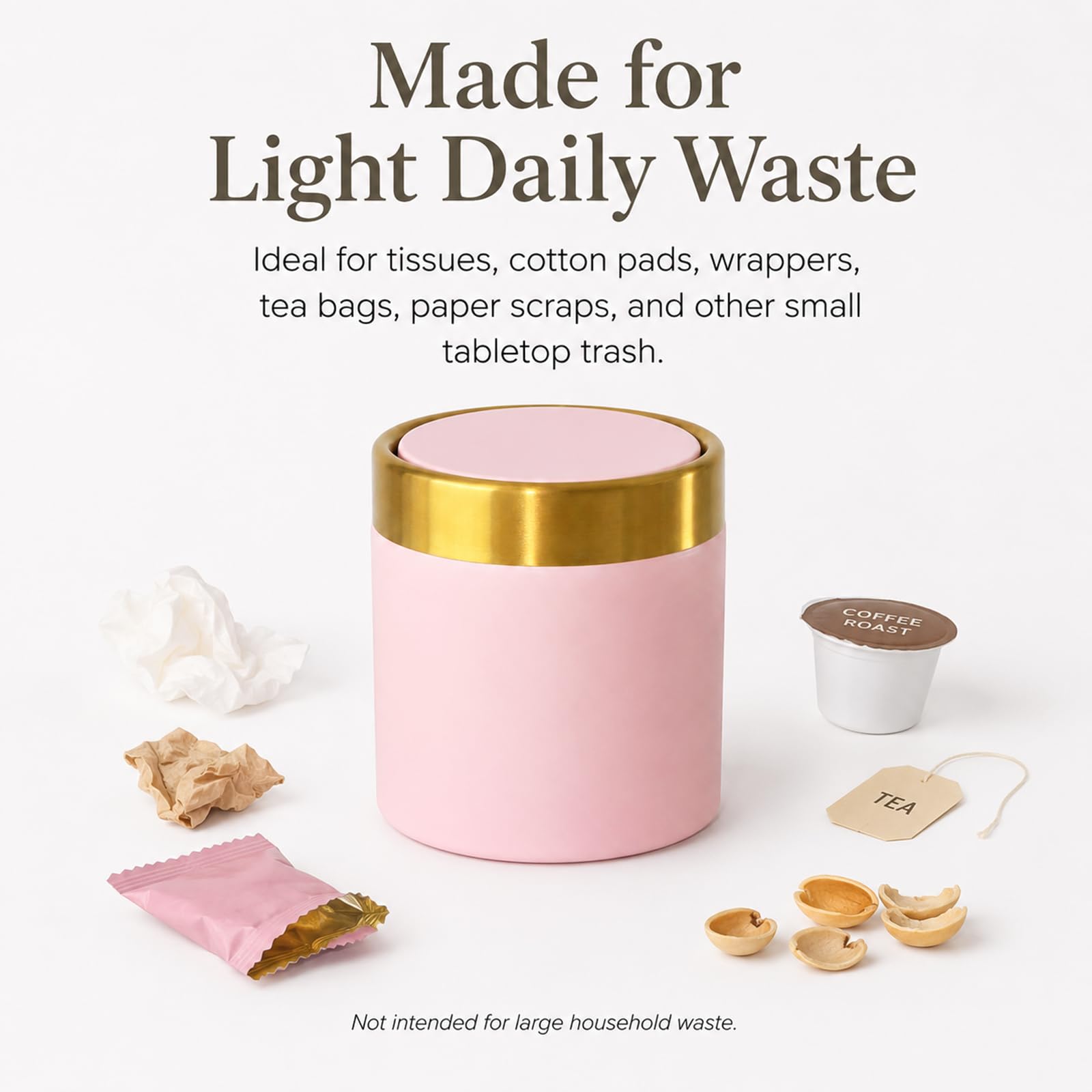 Pink Mini Countertop Trash Can with Lid