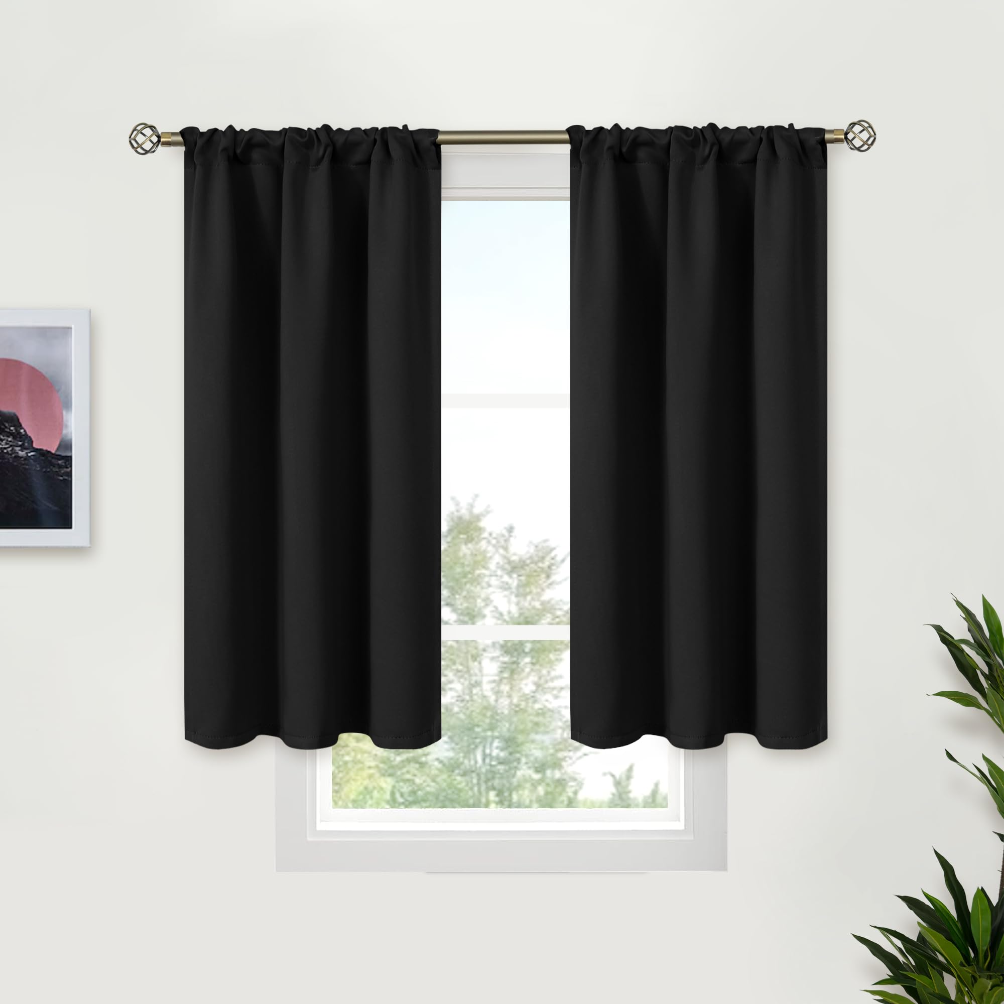 Short Blackout Curtains for Kitchen Window (2 Count)