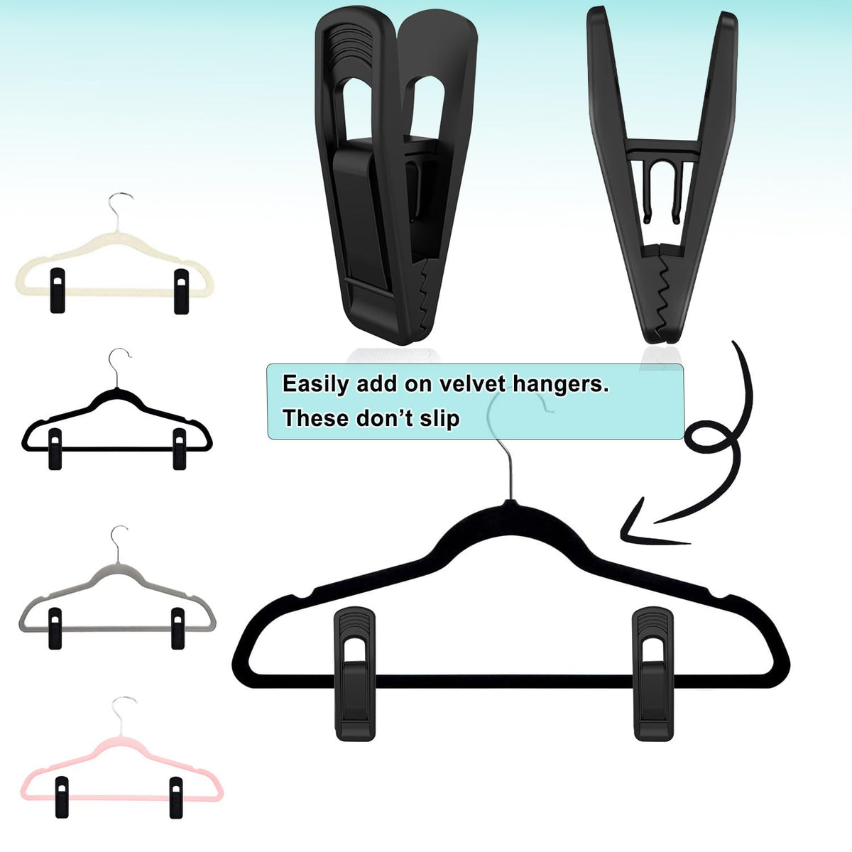Hanger Clips Perfect for Velvet Hangers