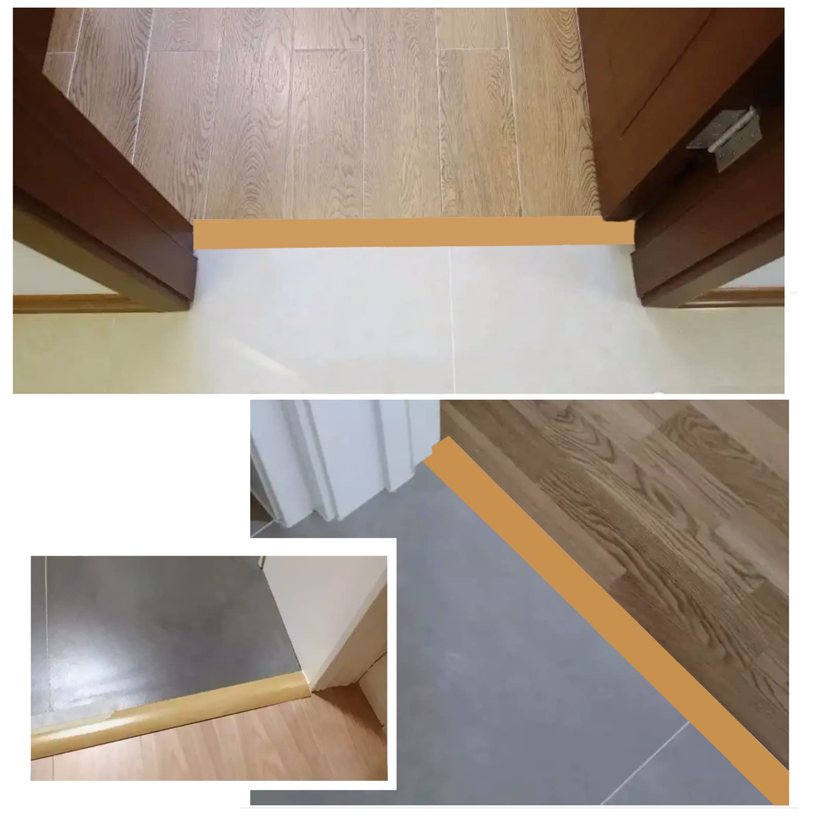 Floor Door Flat Transition Strip & Self Adhesive Floor Vinyl Floor Edge Trim Laminate Floor Gap Covering Joining Strip
