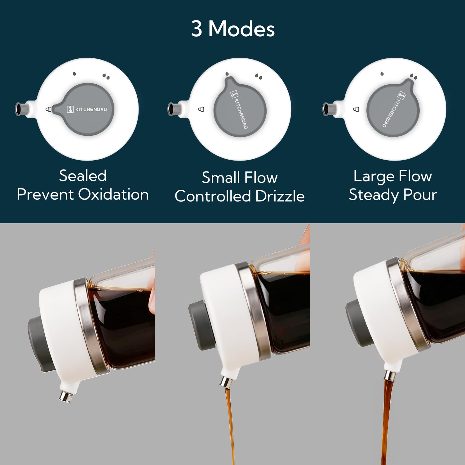 Precision Pour Glass Soy Sauce Dispenser with 3 Modes