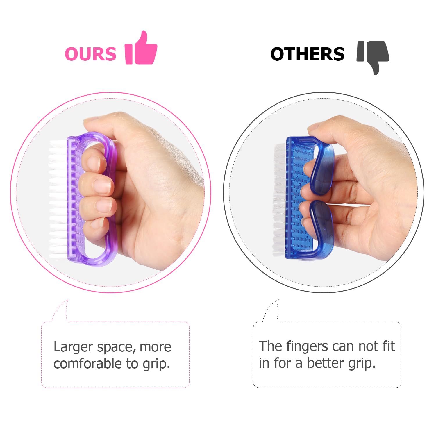 Handle Grip Nail Brush (4 Count)