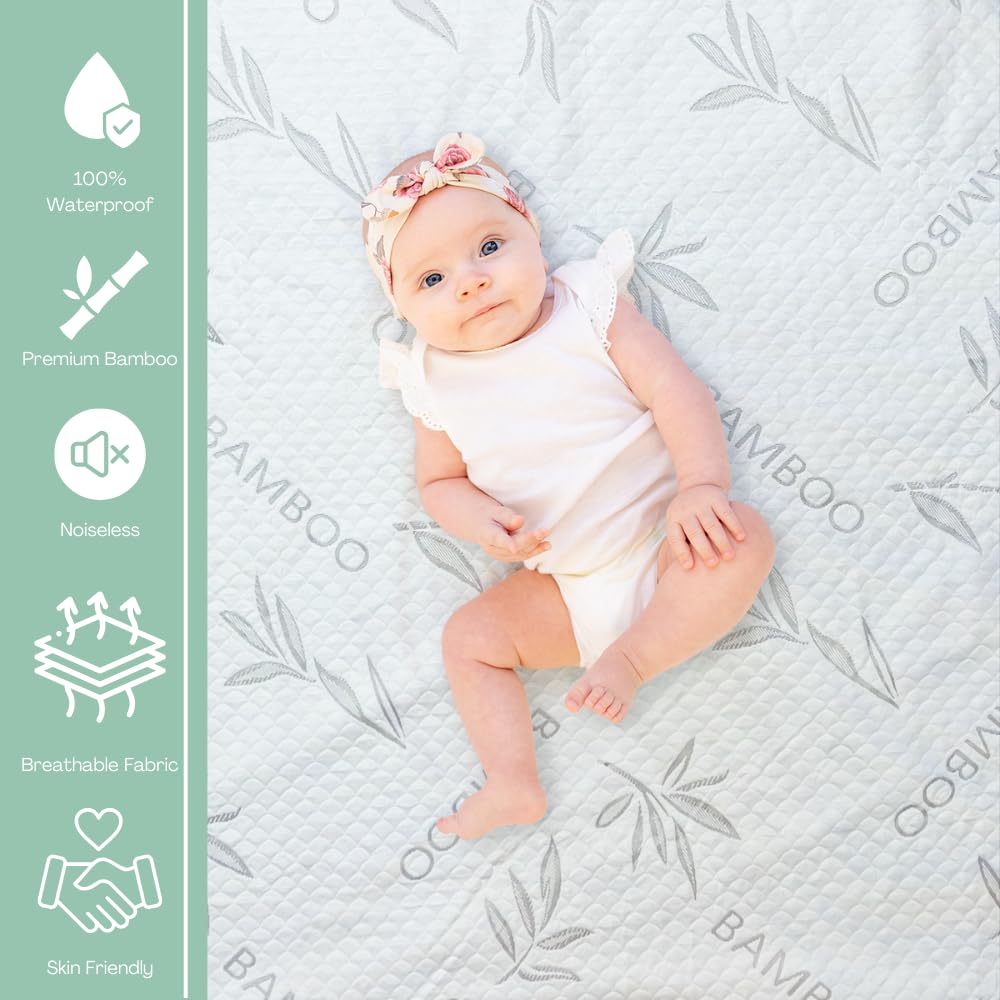 Bamboo Rayon Mattress Protector with Zipper + 2 Pillow Protectors (3 Count)