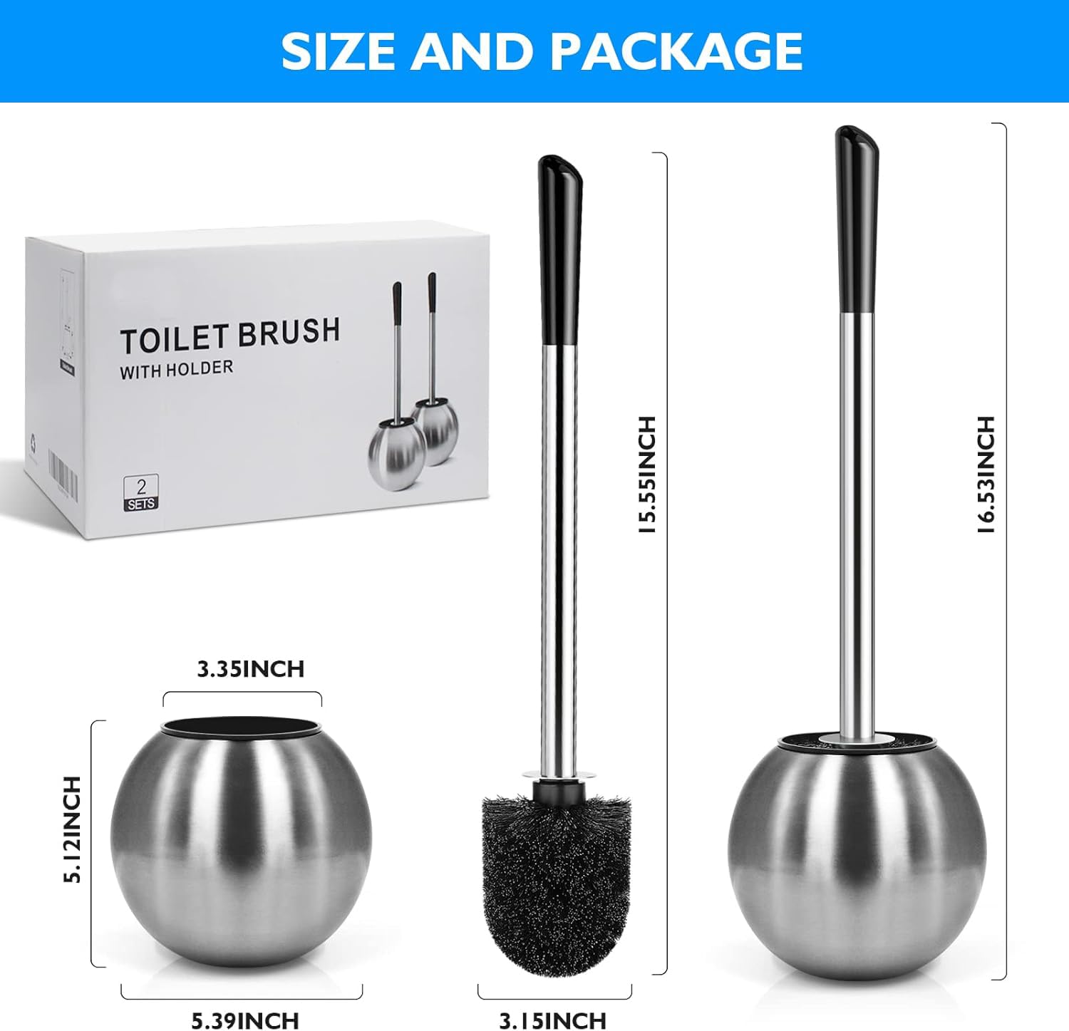 Toilet Brush and Holder 2 Pack (2 Count)